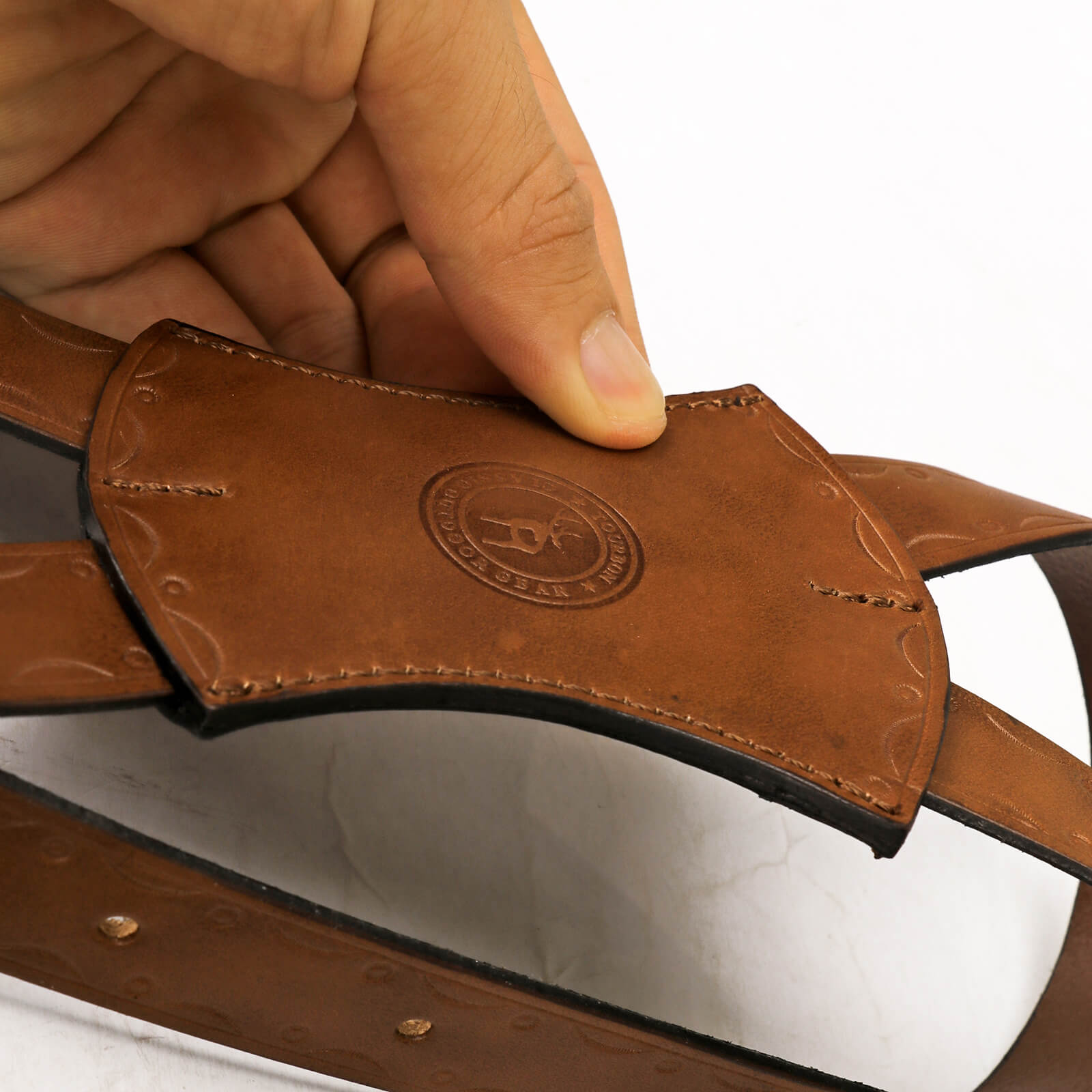 TOURBON Leather Mens Suspenders X Back Design with 4 Metal Clips