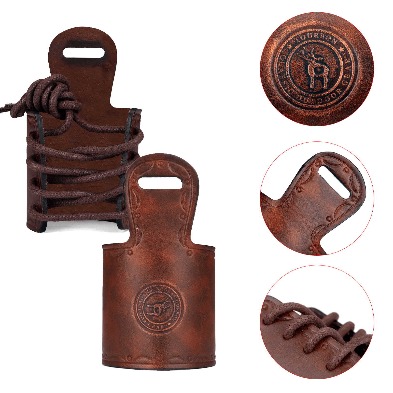 TOURBON Leather Sling Loop No Drill Leather Strap Attachment