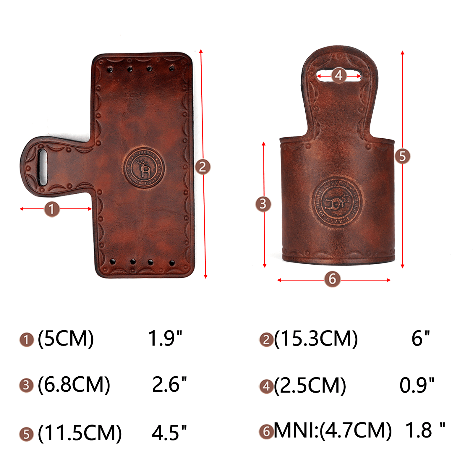 TOURBON Leather Sling Loop No Drill Leather Strap Attachment