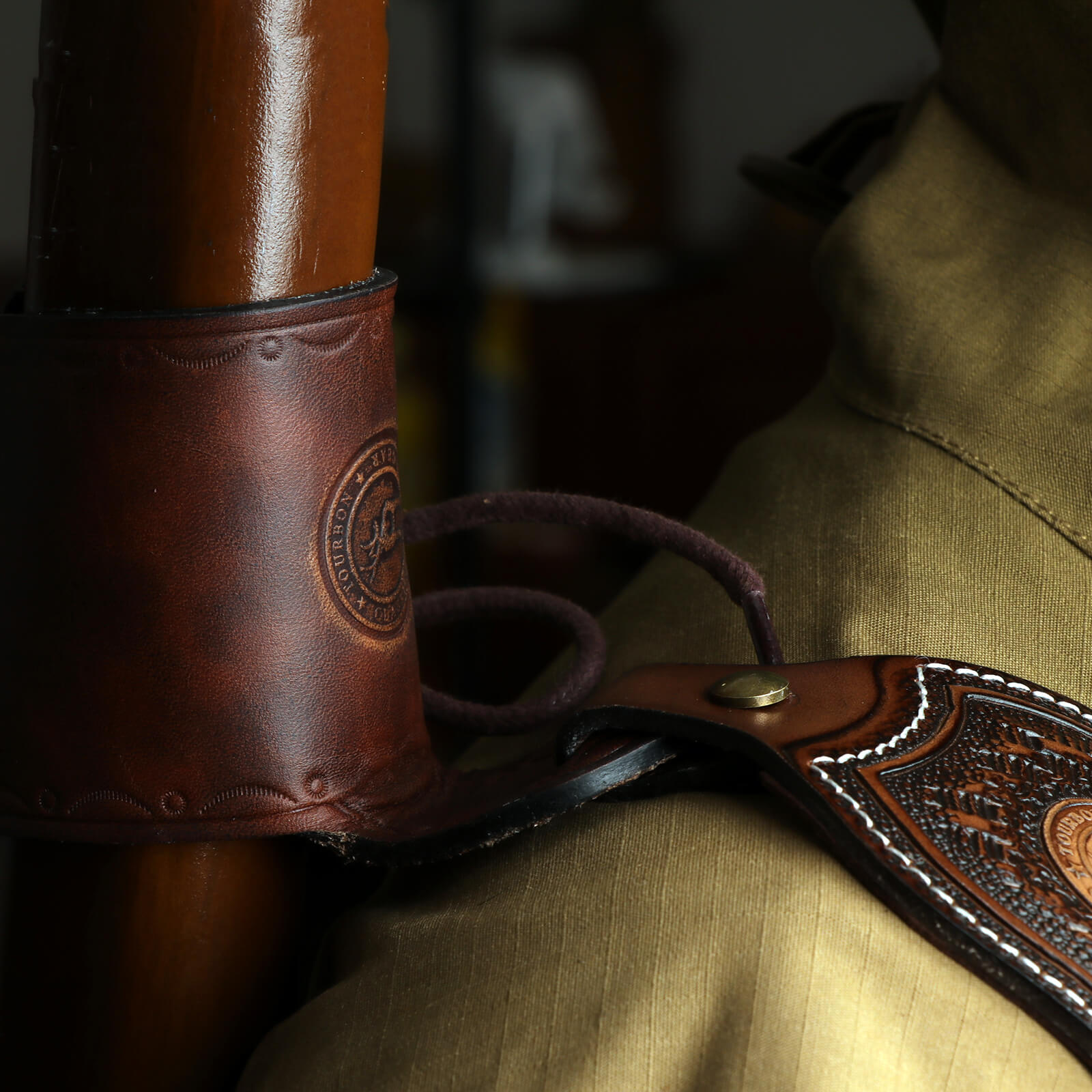 TOURBON Leather Sling Loop No Drill Leather Strap Attachment