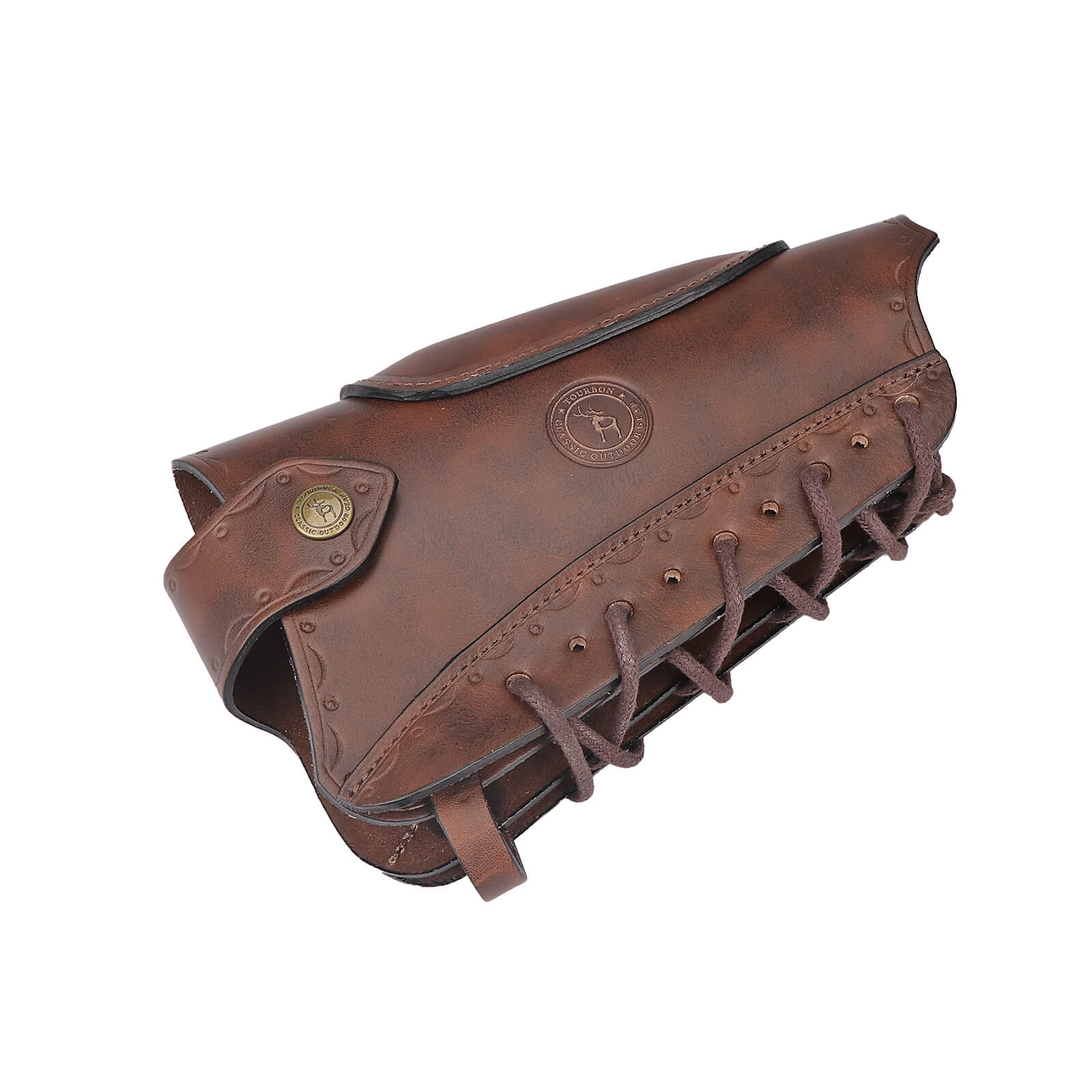 TOURBON Leather Cheek Riser No Drill Buttstock Cover Pouch