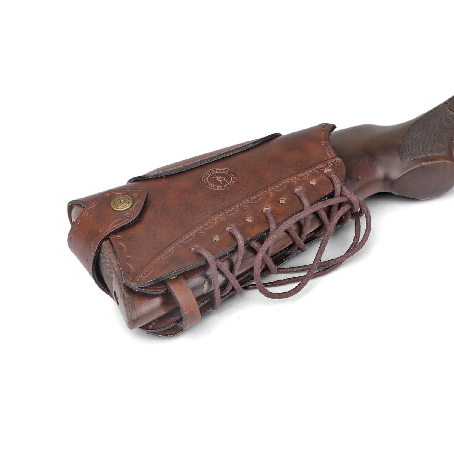 TOURBON Leather Cheek Riser No Drill Buttstock Cover Pouch