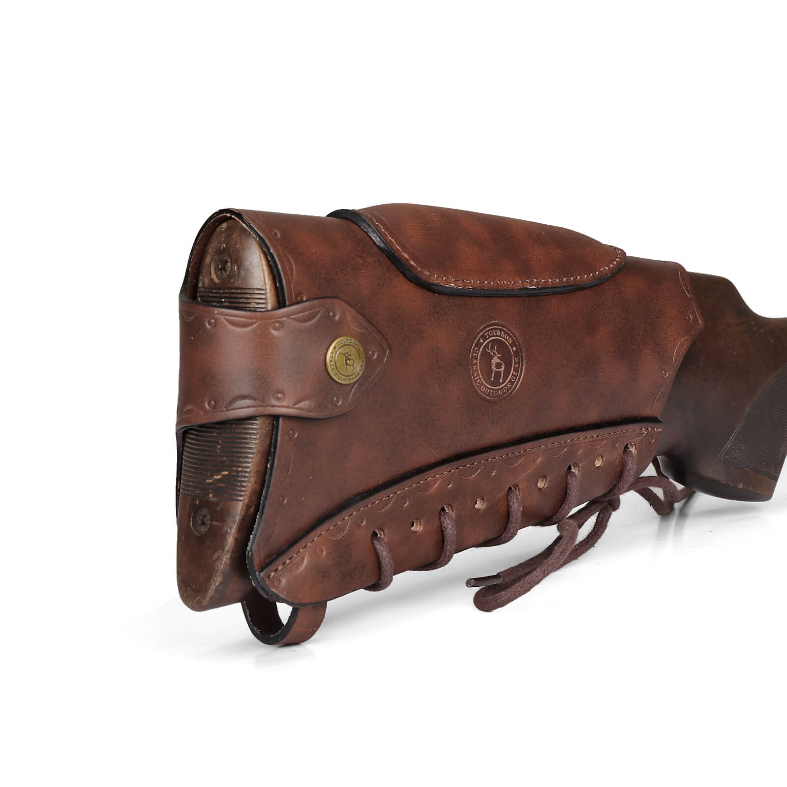 TOURBON Leather Cheek Riser No Drill Buttstock Cover Pouch