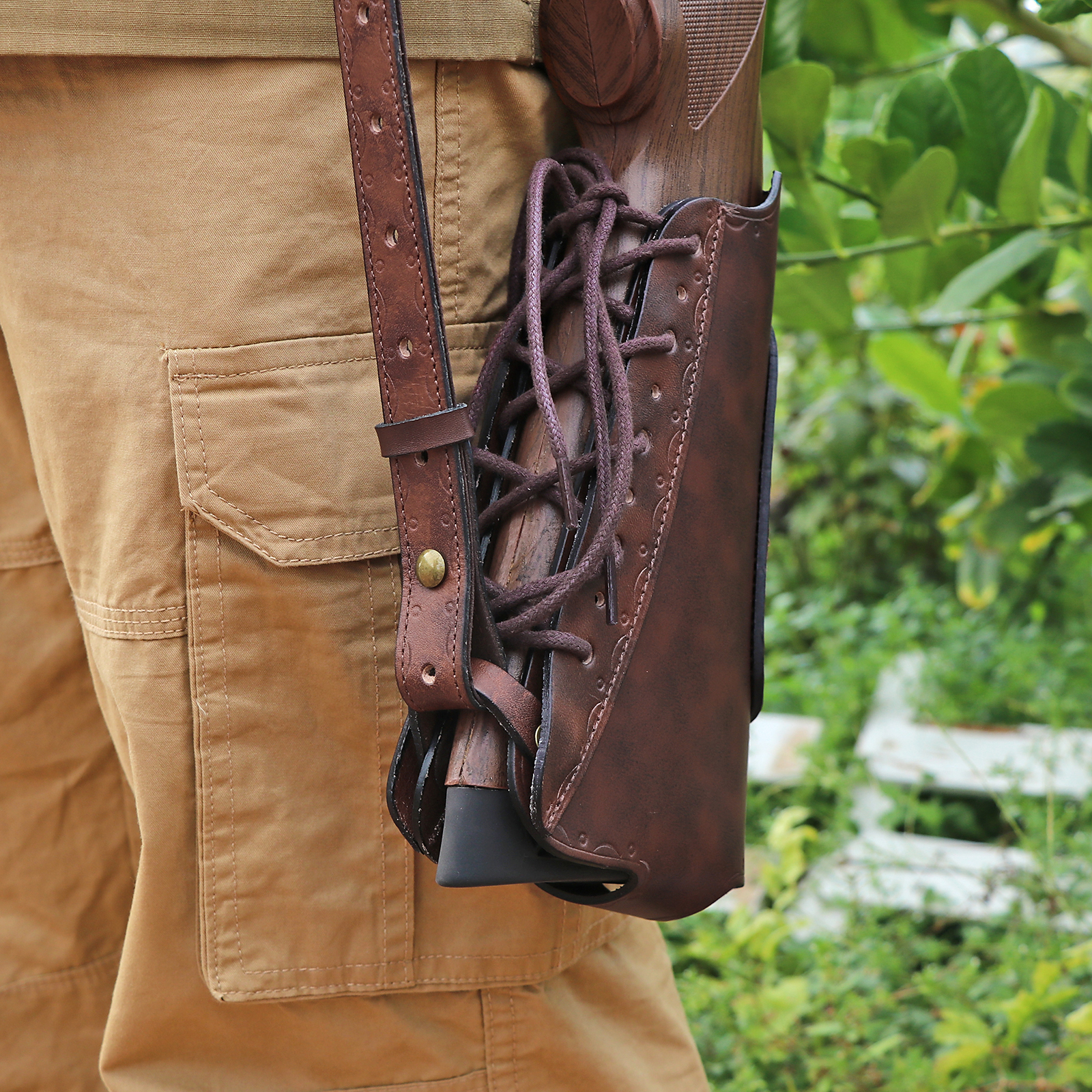 TOURBON Leather Cheek Riser No Drill Buttstock Cover Pouch