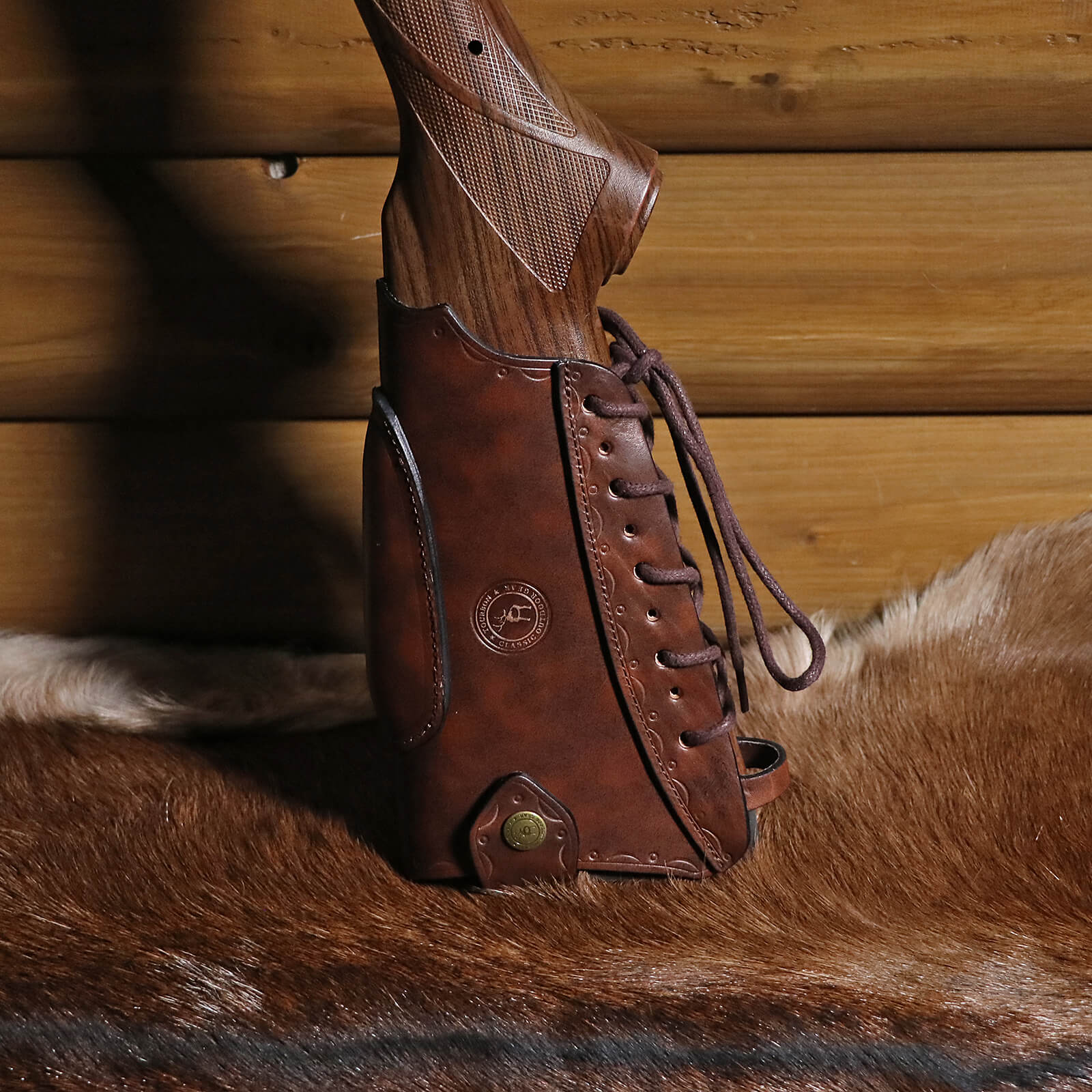 TOURBON Leather Cheek Riser No Drill Buttstock Cover Pouch