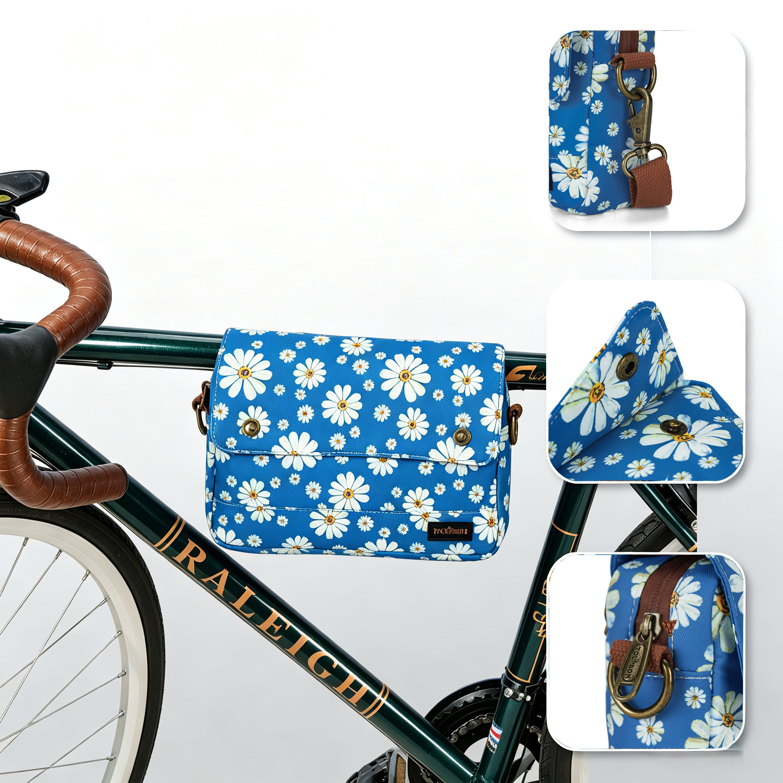 Tourbon Vintage Canvas Bike Handlebar Bag & Crossbody Shoulder Pack