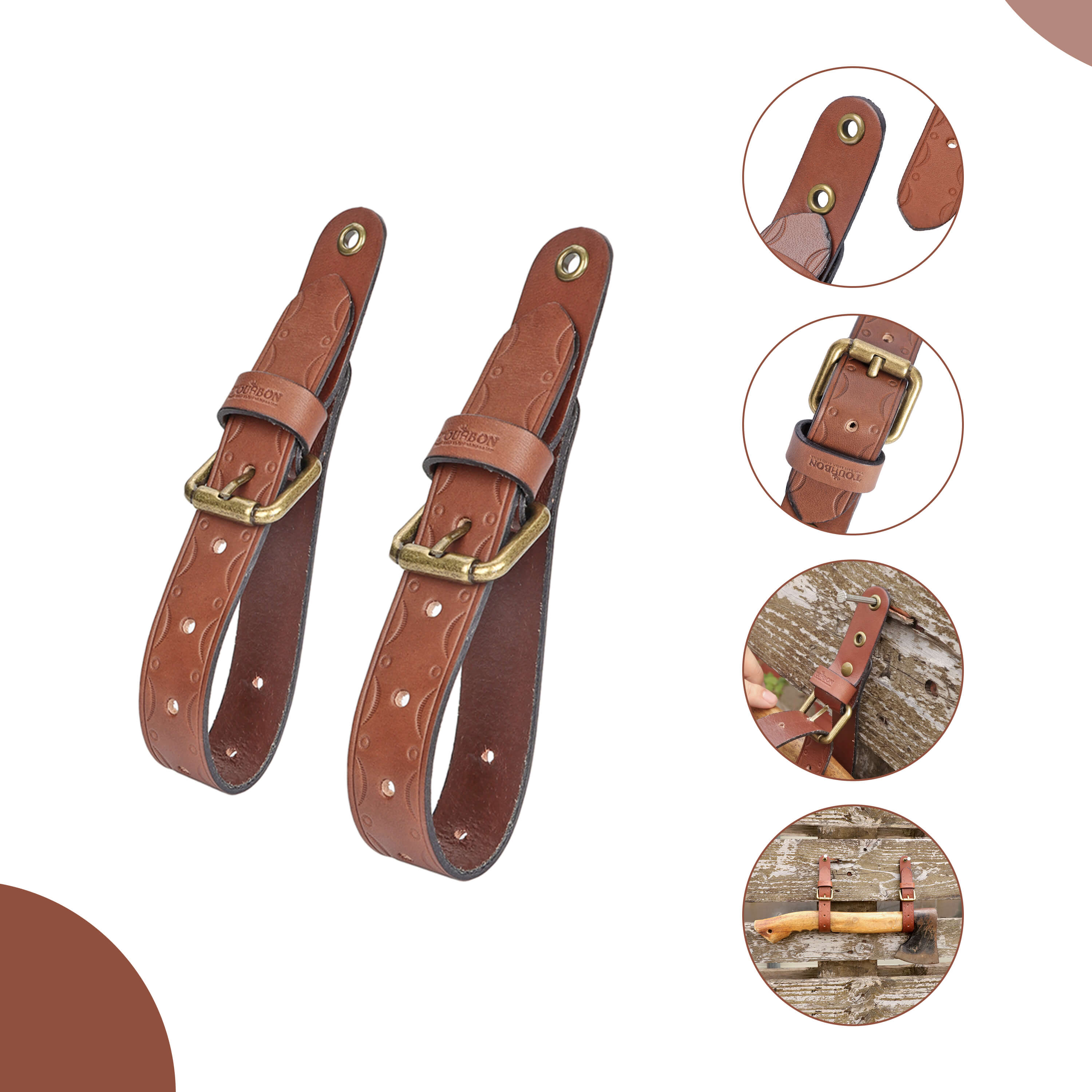 Tourbon Leather Wall Hanging Straps Axe Mount Holders
