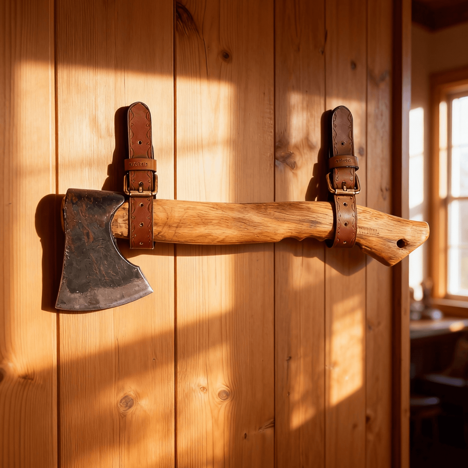 TOURBON Handcrafted Axe Holder – Cowhide Leather Belt Loop Tool Carry Holster