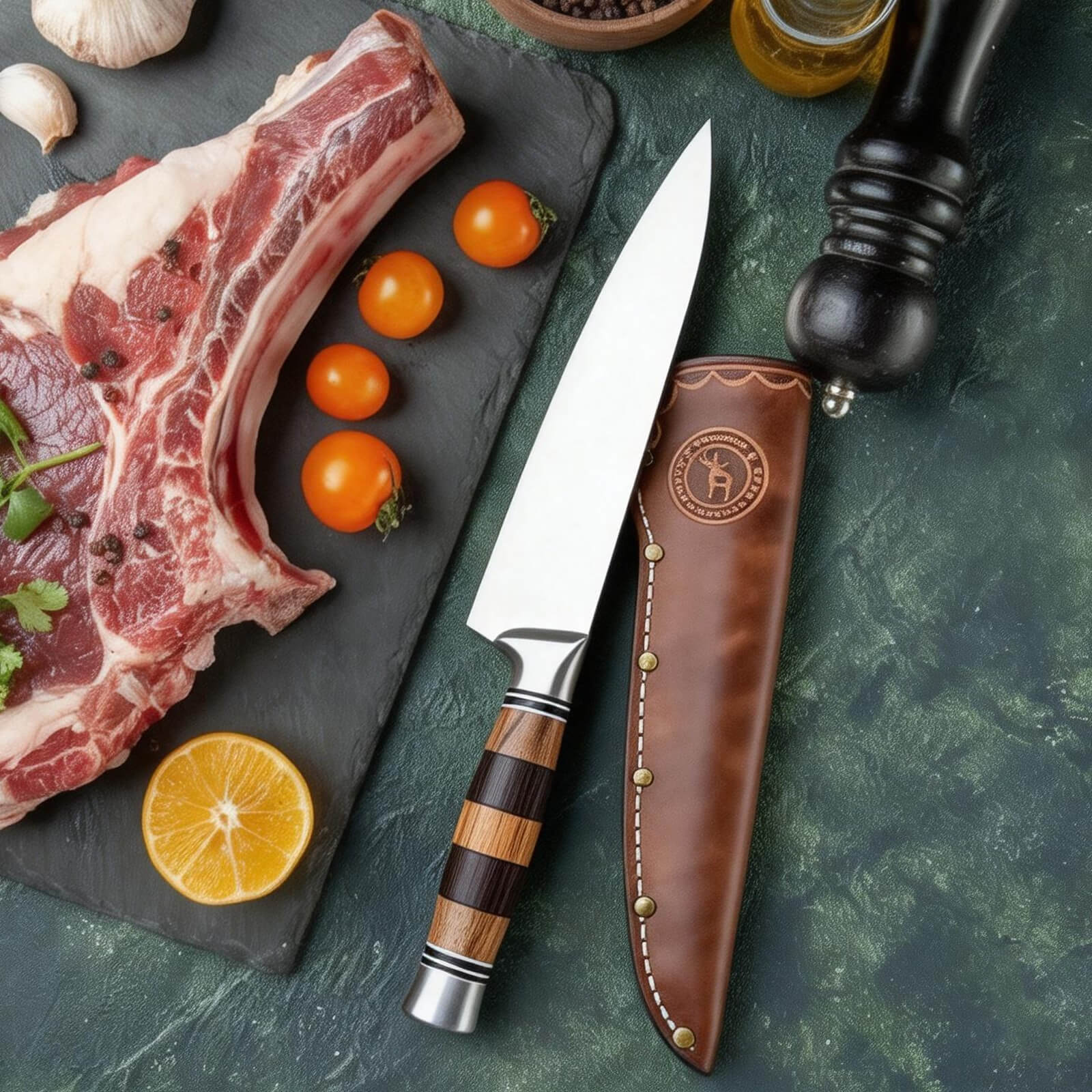 TOURBN Leather Boning Knife Sheath with Belt Loop for 7 Inch Blades