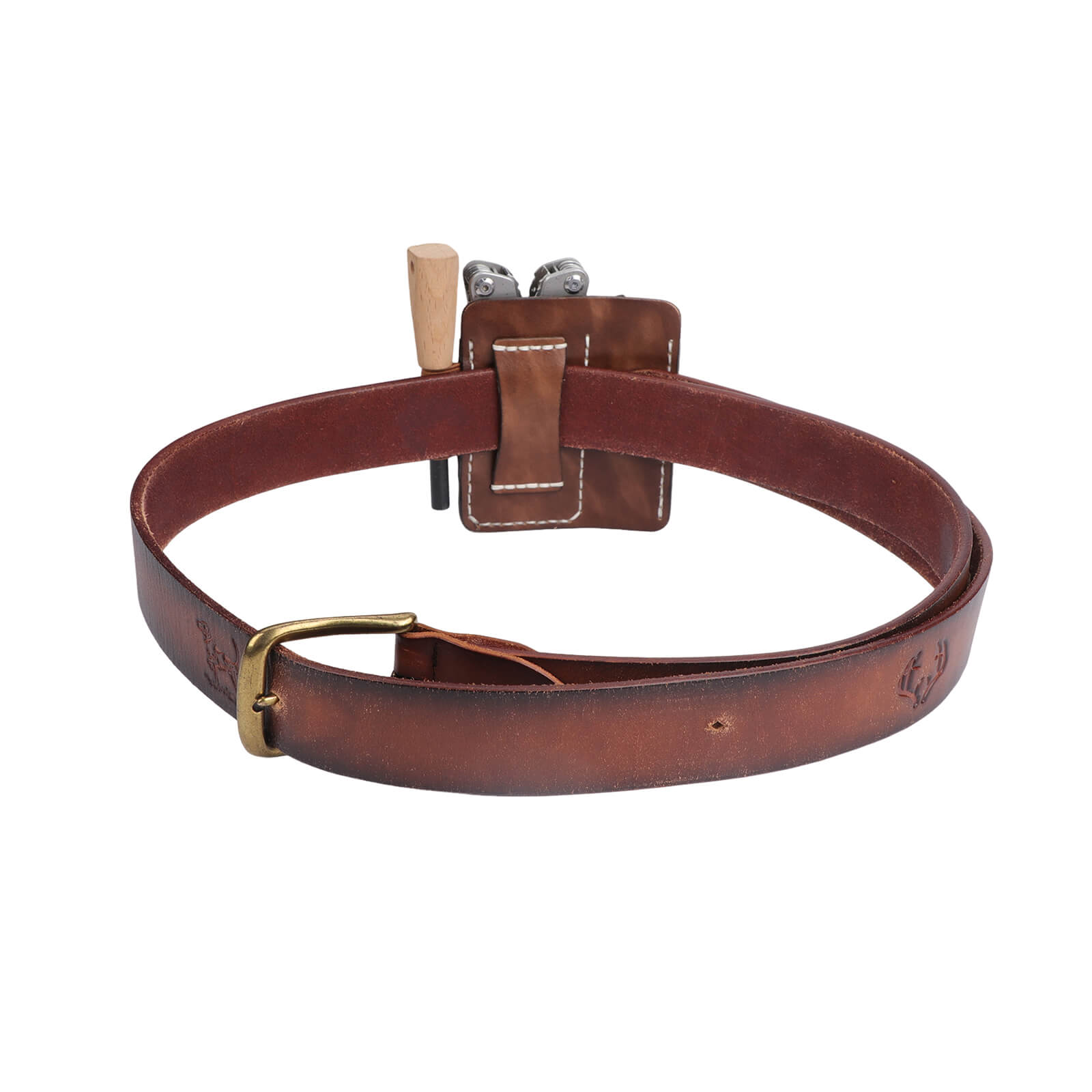 Vintage Genuine Leather Multitool Flashlight Holder  EDC Organizer 