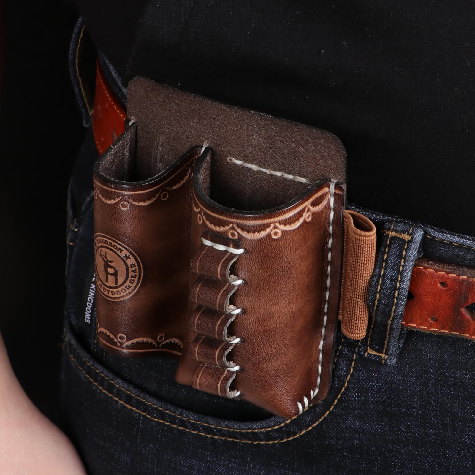 Vintage Genuine Leather Multitool Flashlight Holder  EDC Organizer 