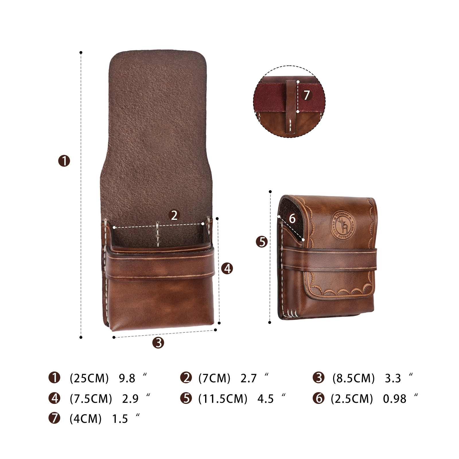 TOURBON Leather Cigarette Box Case Pouch Lighter Holder 