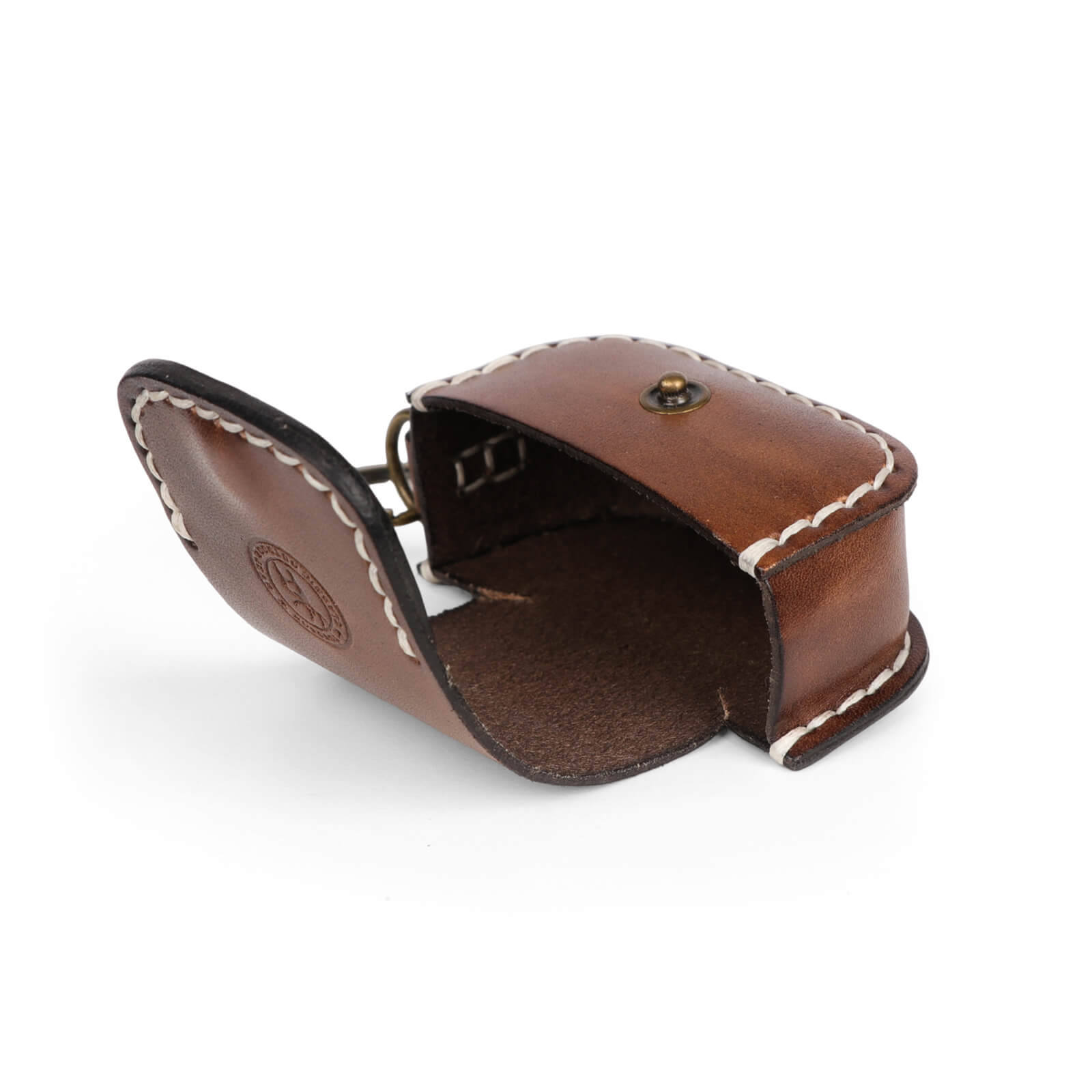 TOURBON Leather Handmade Earbuds Case with Keychain