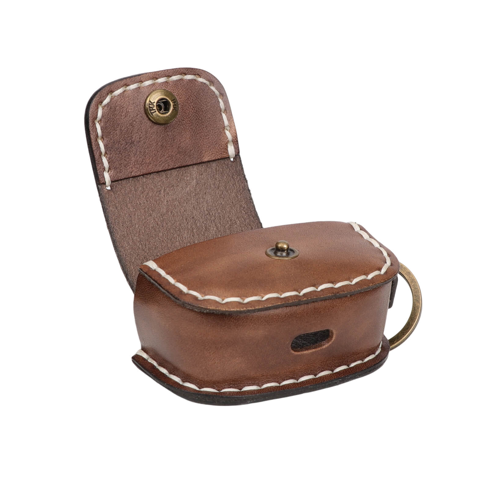 TOURBON Leather Handmade Earbuds Case with Keychain