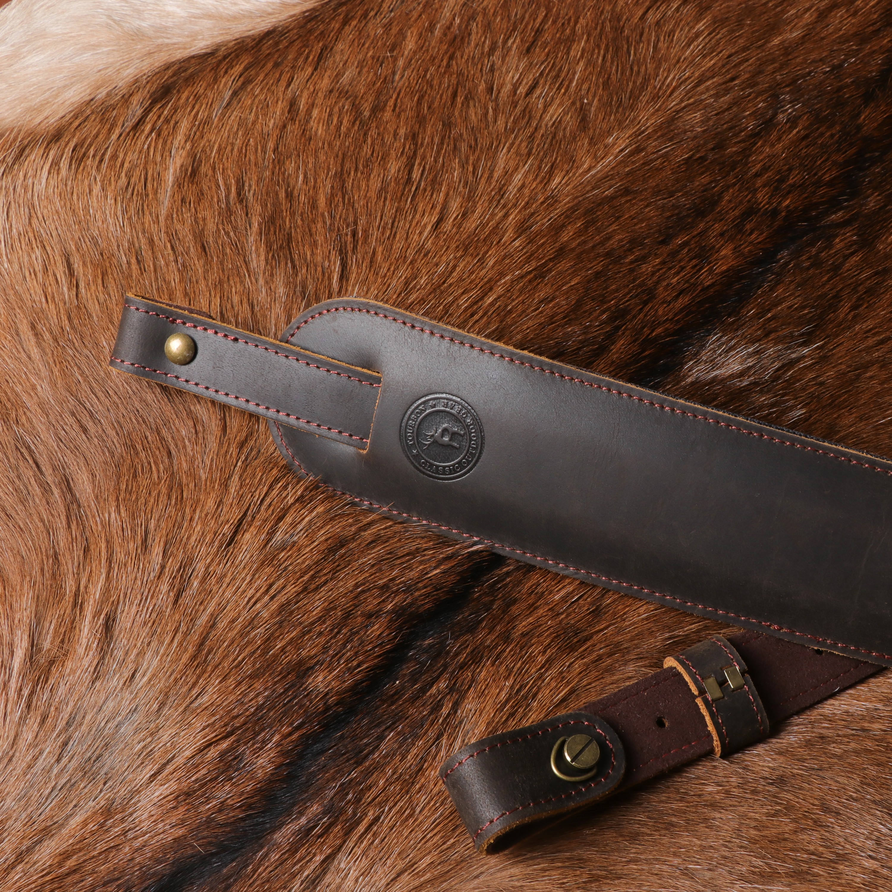 TOURBON Leather Hunting Sling Adjustable Wide Shoulder Pad 43"