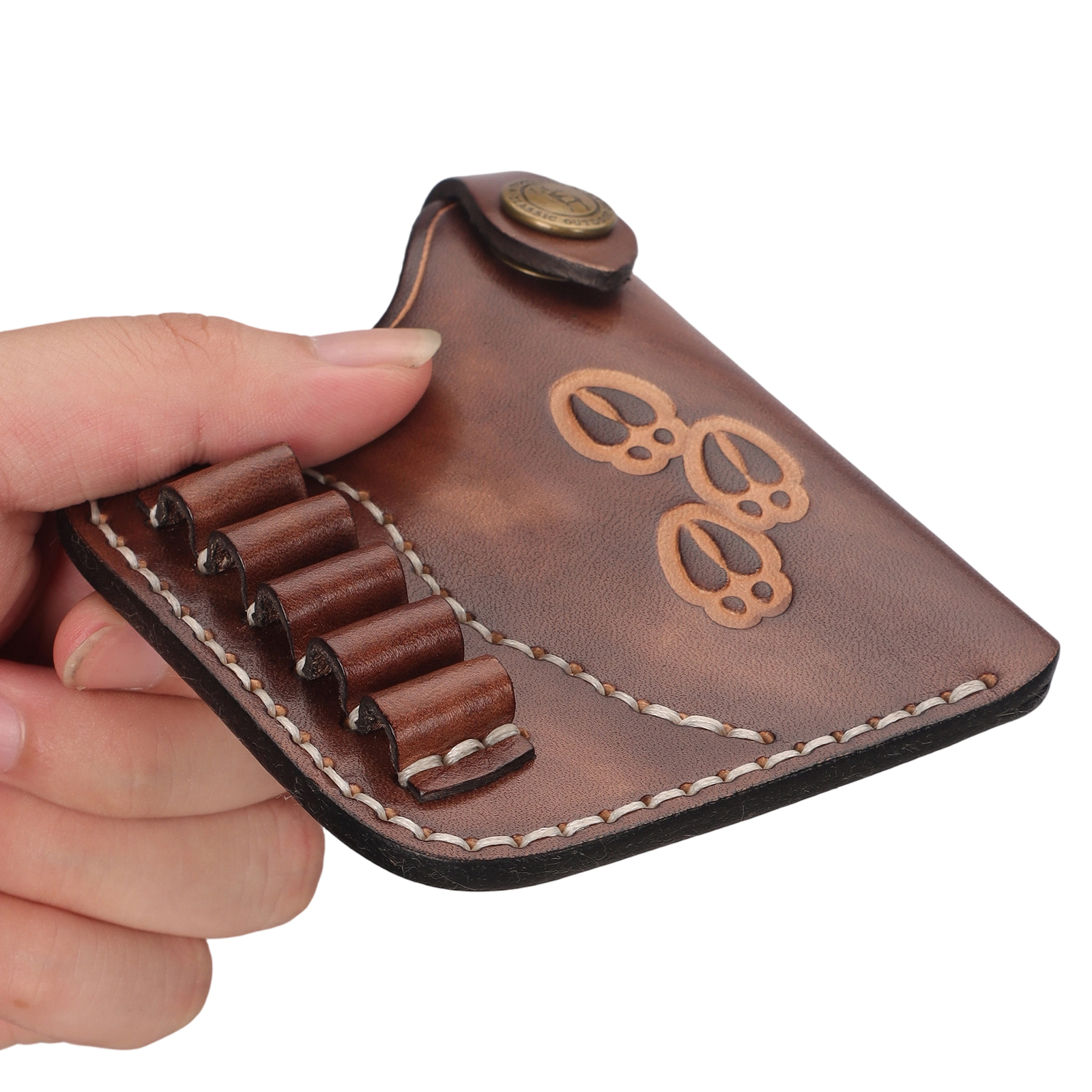 TOURBON Vintage Top-Grain Leather Pocket Holster with Ammo Holder