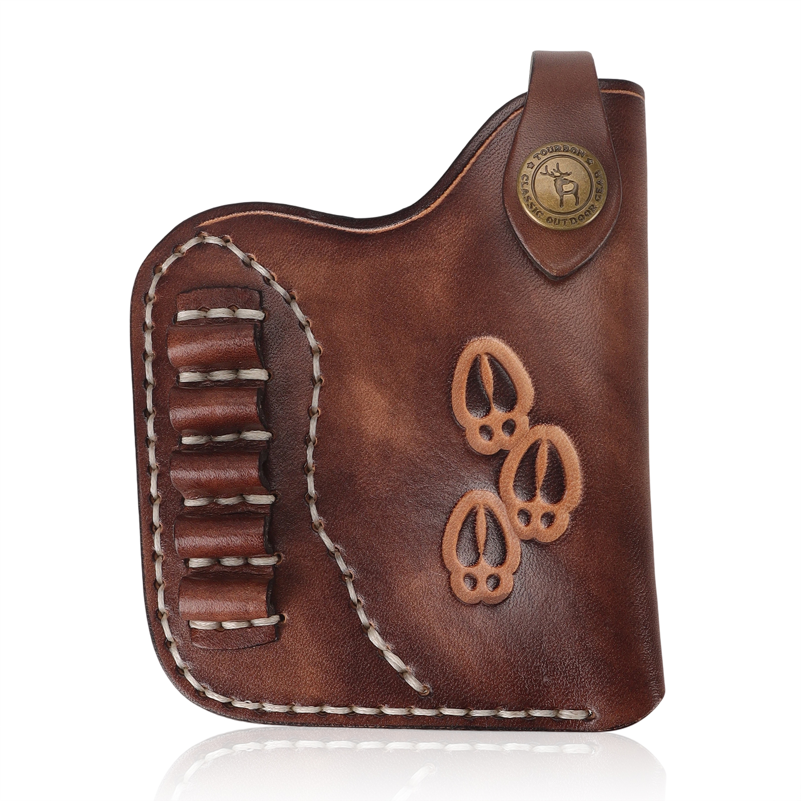 TOURBON Vintage Top-Grain Leather Pocket Holster with Ammo Holder