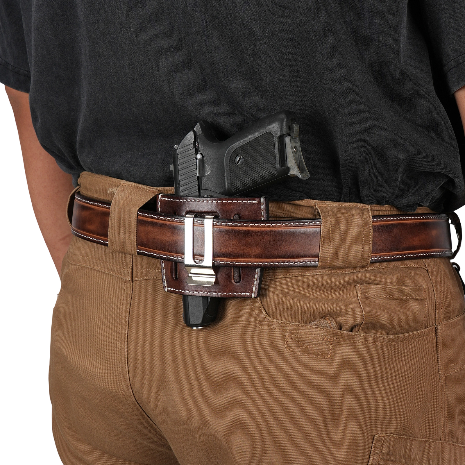 TOURBON Leather IWB OWB Pistol Holster Basket Weave Concealed Carry