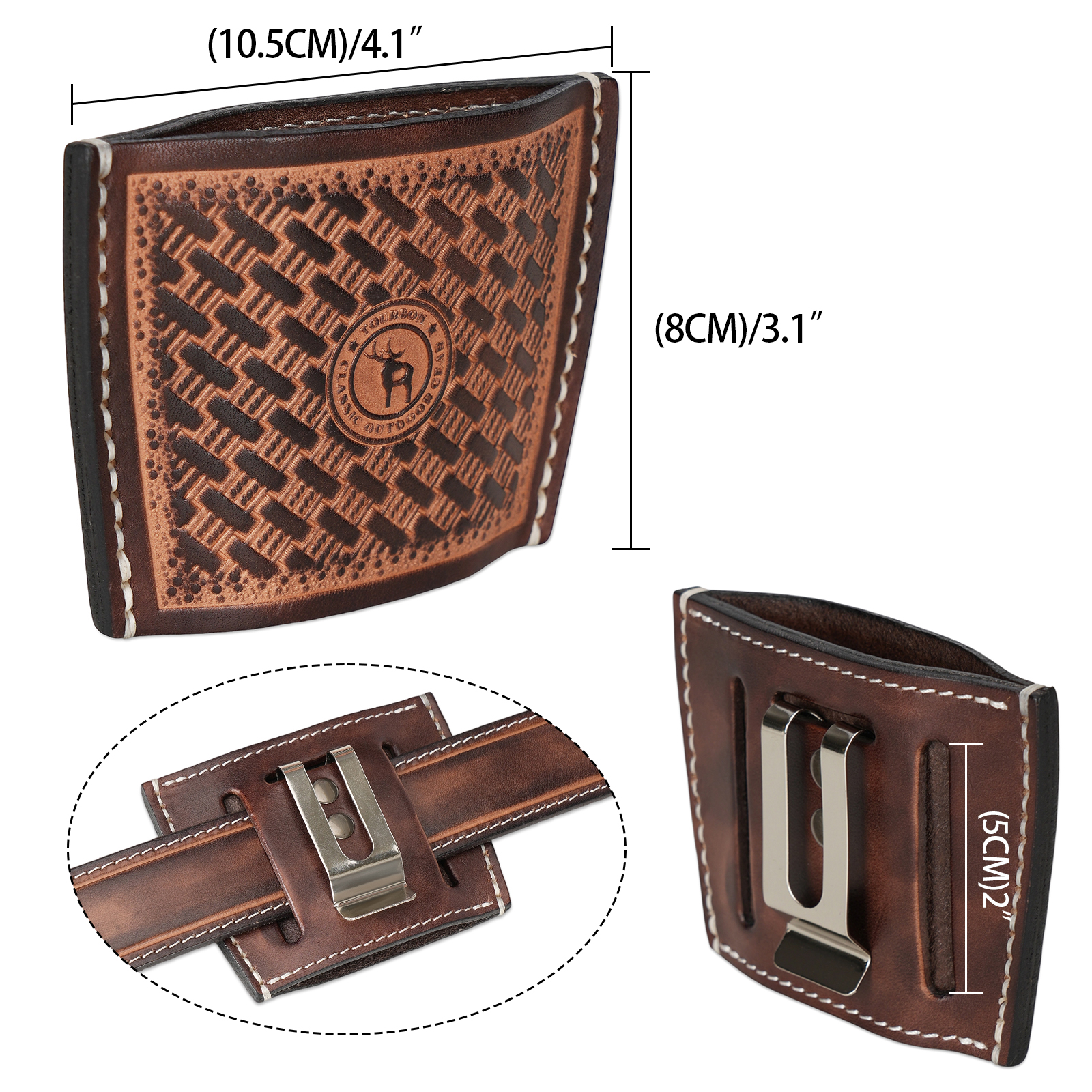 TOURBON Leather IWB OWB Pistol Holster Basket Weave Concealed Carry