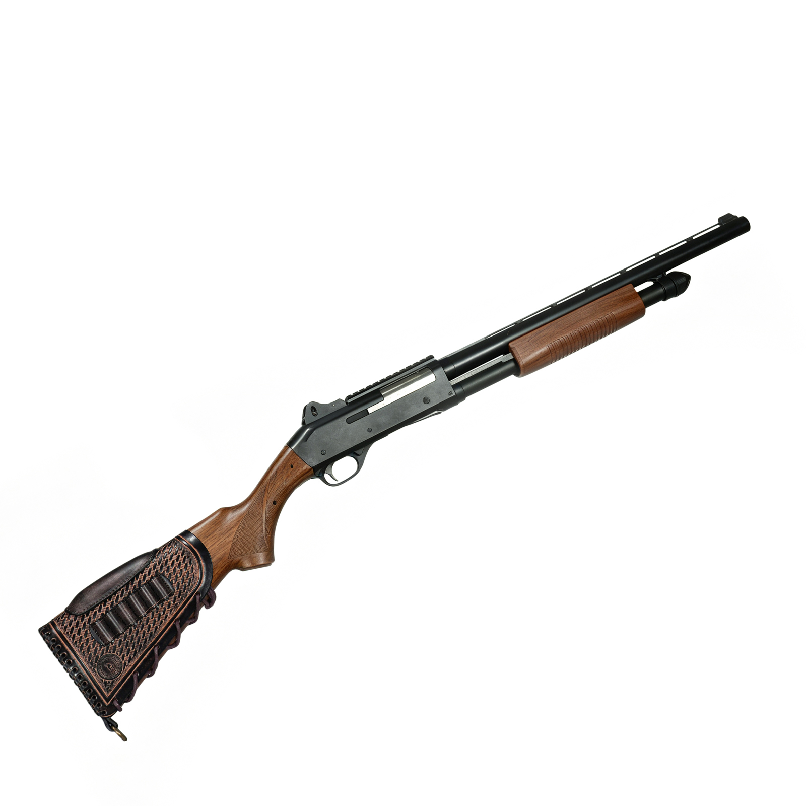 TOURBON Leather Rifle Buttstock Cheek Rest 6 Shell Holder Sling Ring