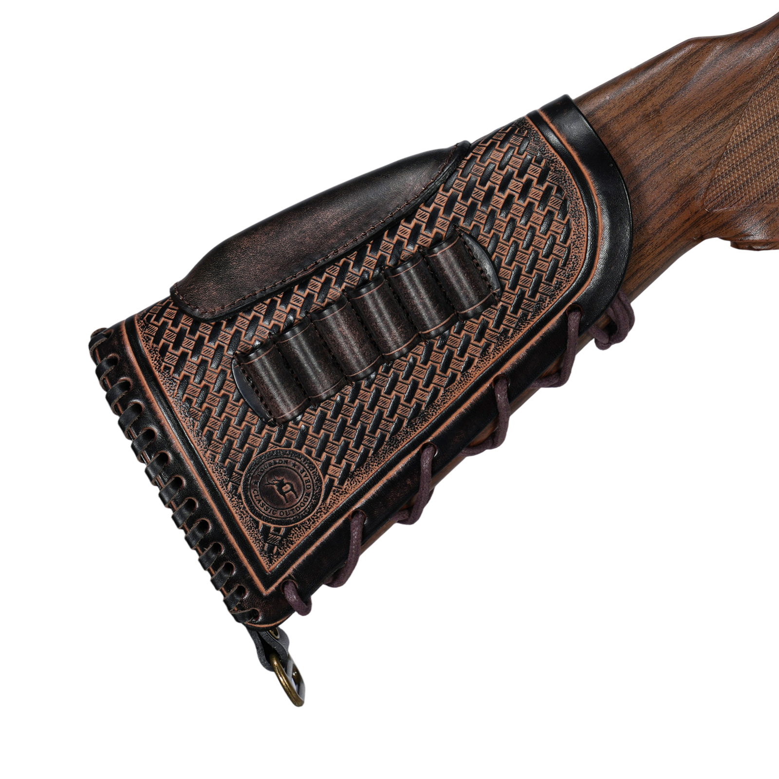 TOURBON Leather Rifle Buttstock Cheek Rest 6 Shell Holder Sling Ring