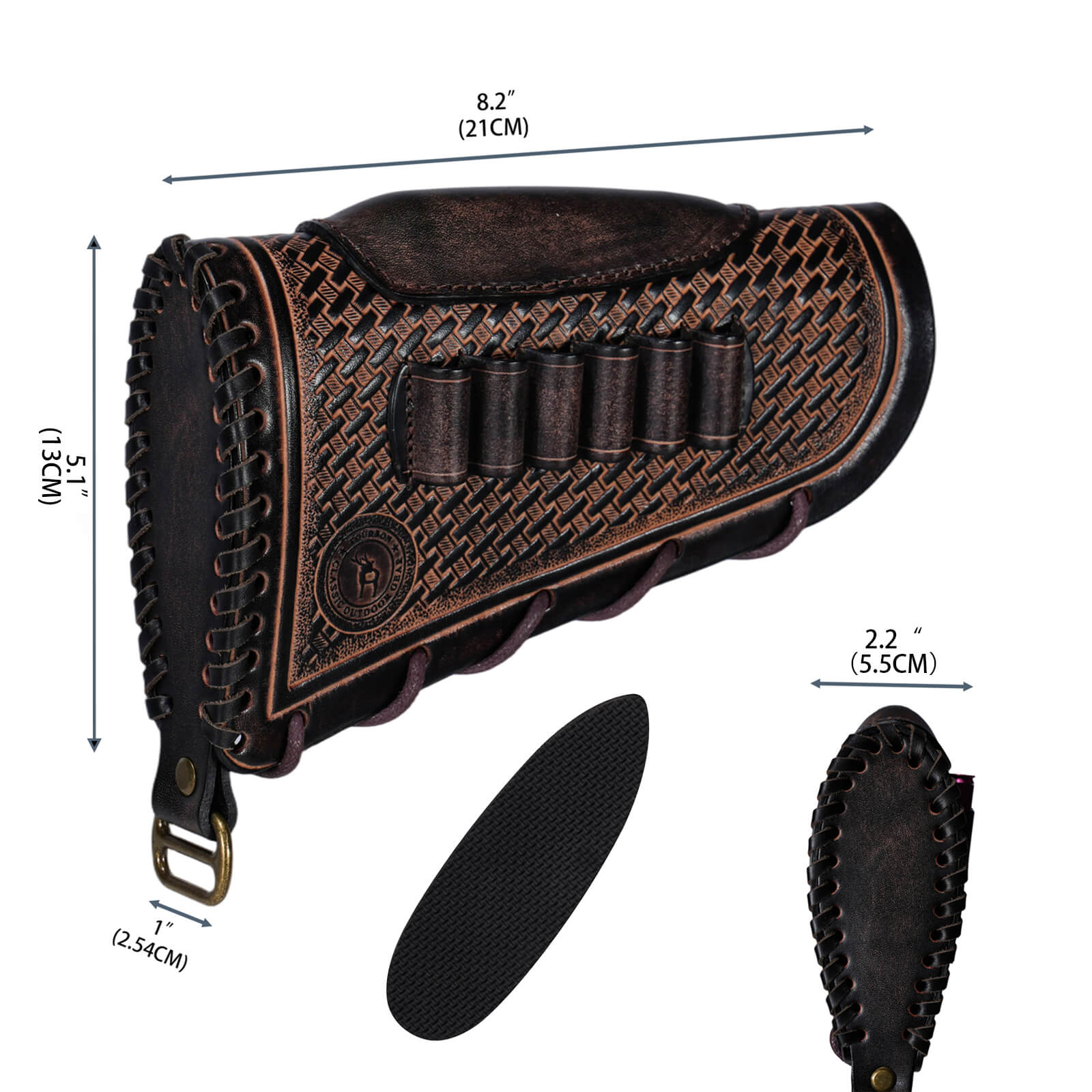 TOURBON Leather Buttstock Cheek Rest 6 Shell Holder Sling Ring