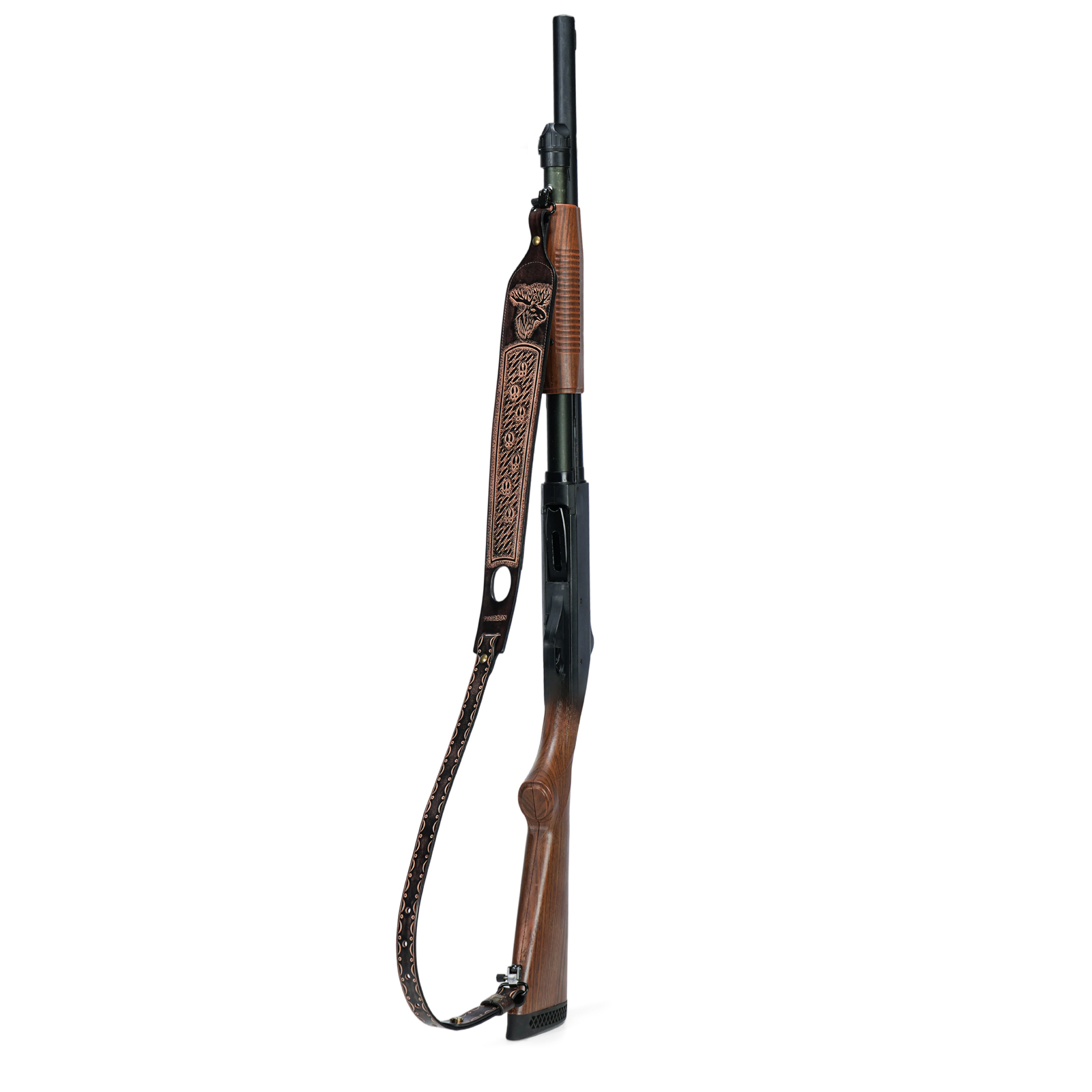 TOURBON Leather Rifle Sling Embossed Moose Pattern No Swivels