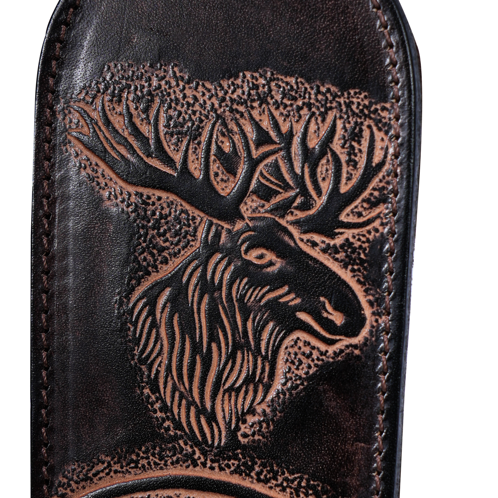 TOURBON Leather Rifle Sling Embossed Moose Pattern No Swivels