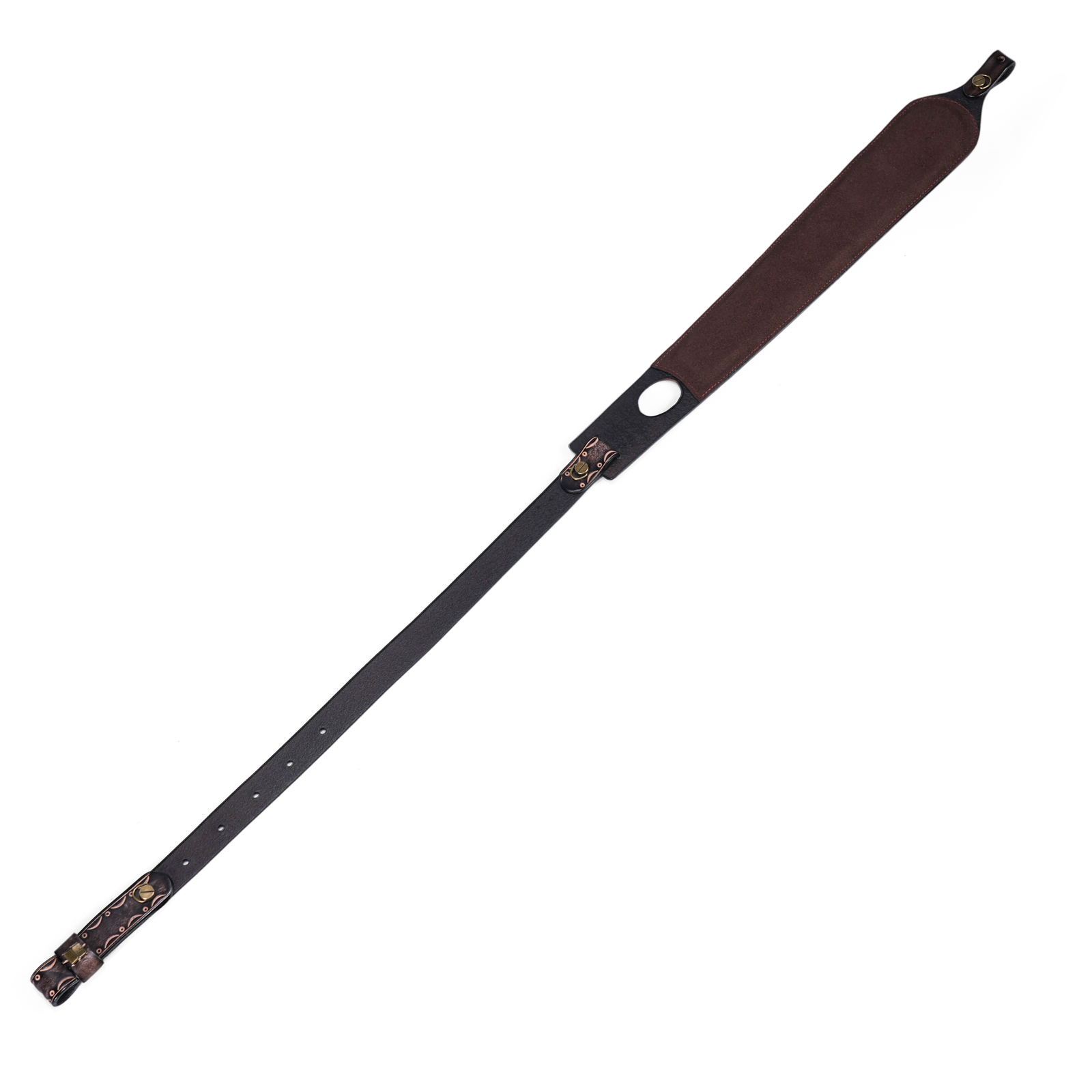 TOURBON Leather Rifle Sling Embossed Moose Pattern No Swivels