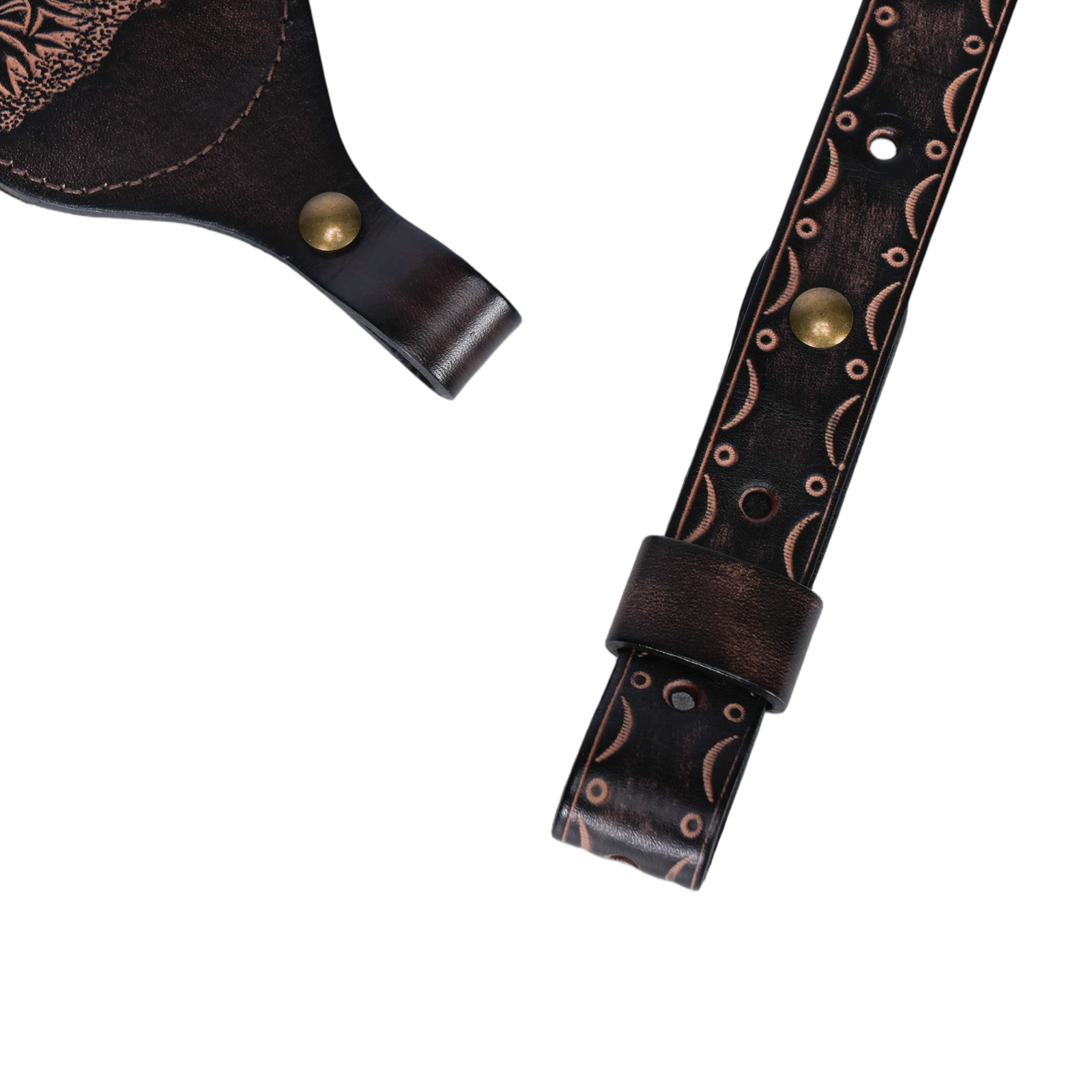 TOURBON Leather Rifle Sling Embossed Moose Pattern No Swivels