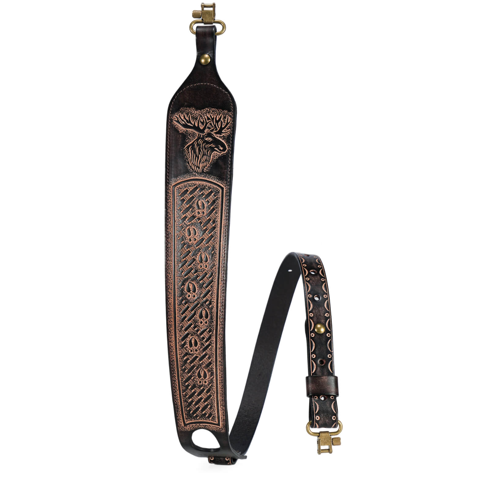 TOURBON Hunting Deluxe Vintage Leather Sling with Swivels