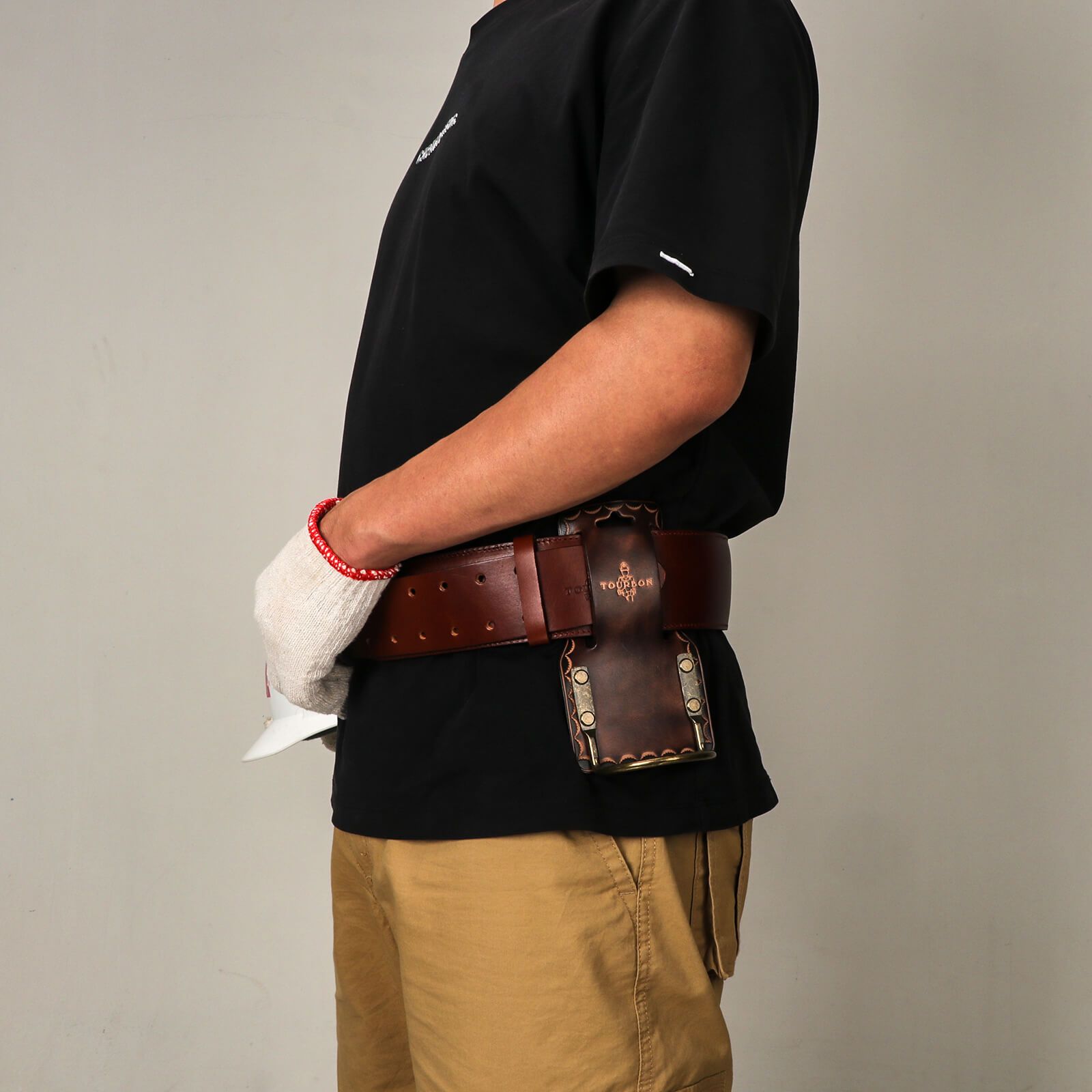 TOURBON Leather Work Tool Belt  34" to 46" Adjustable 2.5inches Wide 