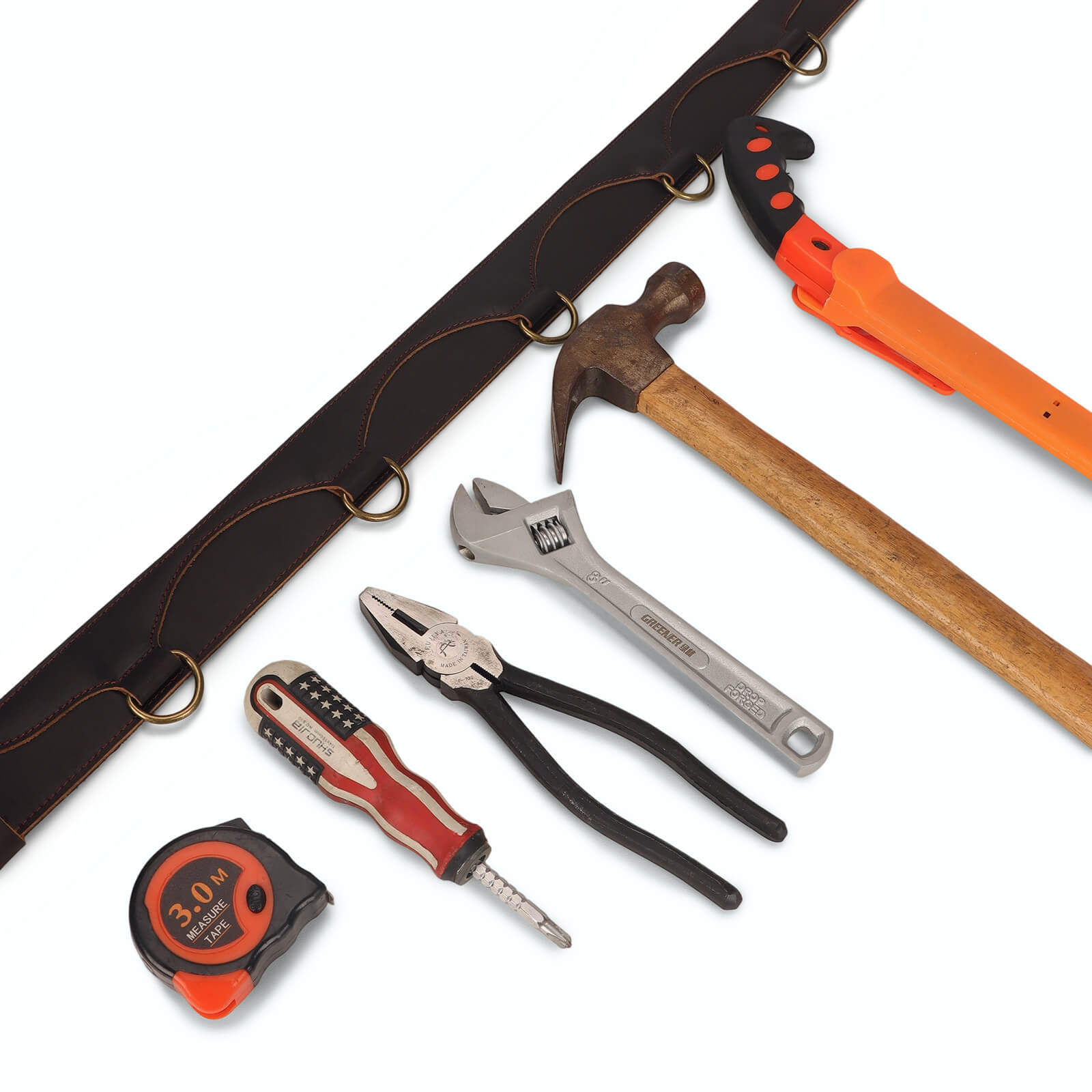 Tourbon Premium Full Grain Leather Work Tool Belt with Padded Support & 5 D-Rings, Adjustable 35"-49"