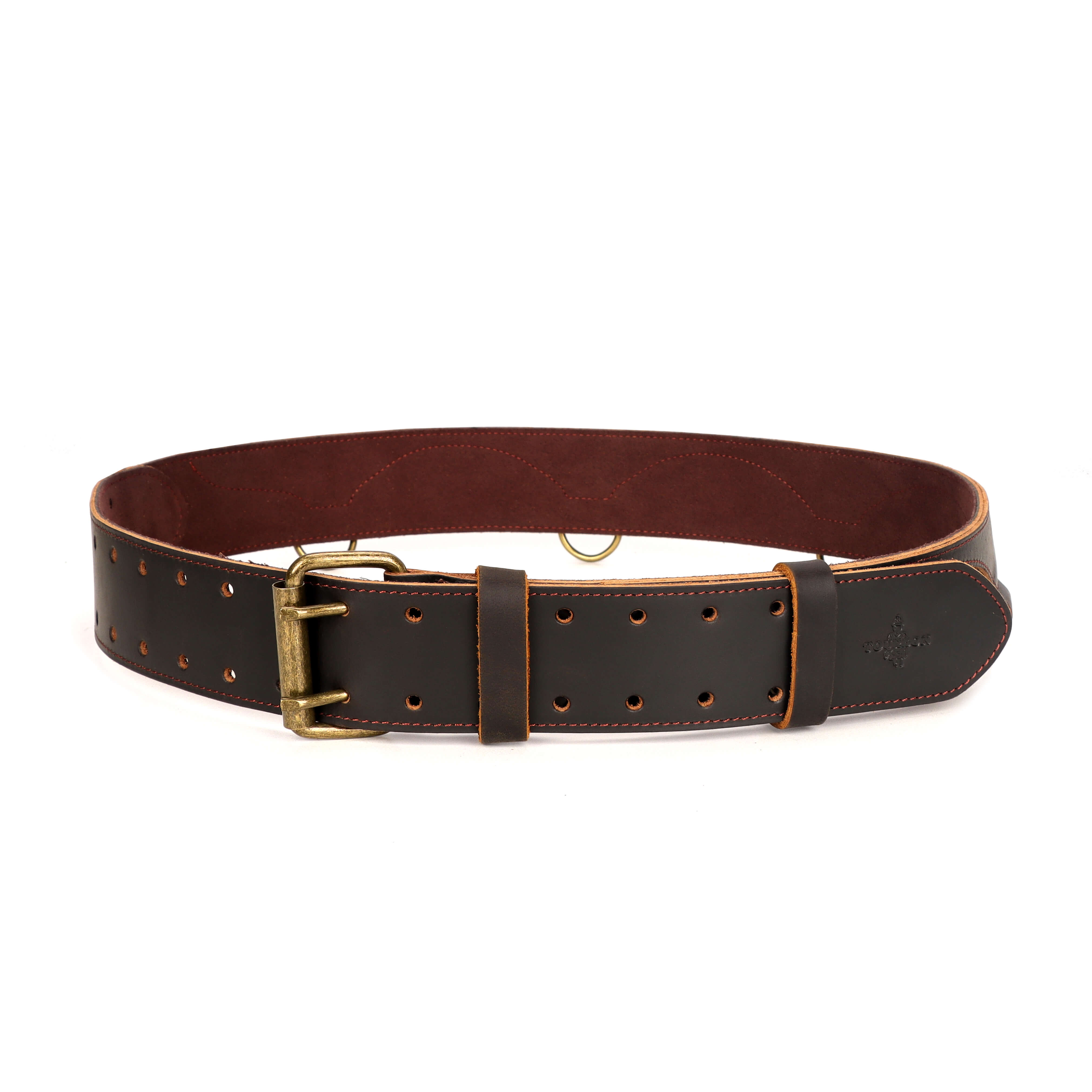 Tourbon Premium Full Grain Leather Work Tool Belt with Padded Support & 5 D-Rings, Adjustable 35"-49"