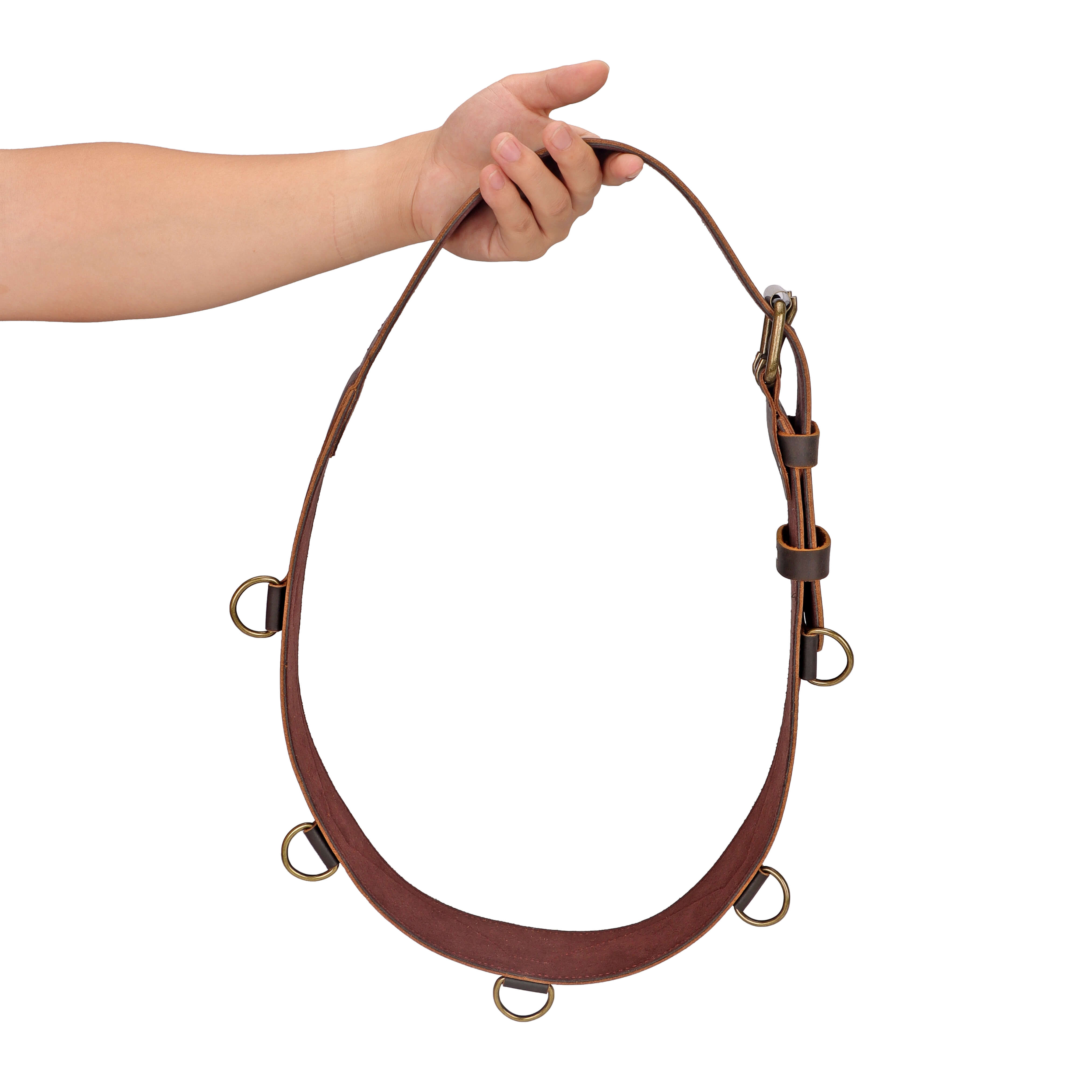 Tourbon Premium Full Grain Leather Work Tool Belt with Padded Support & 5 D-Rings, Adjustable 35"-49"