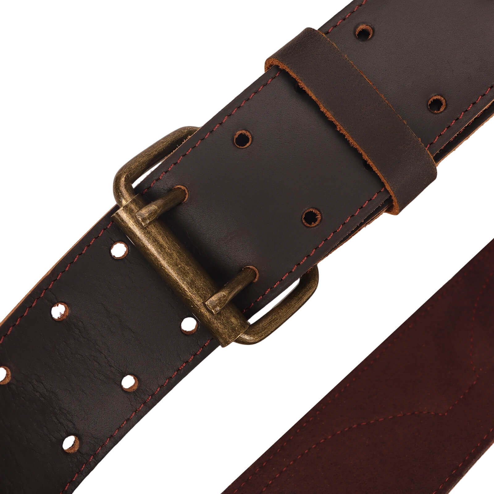 Tourbon Premium Full Grain Leather Work Tool Belt with Padded Support & 5 D-Rings, Adjustable 35"-49"