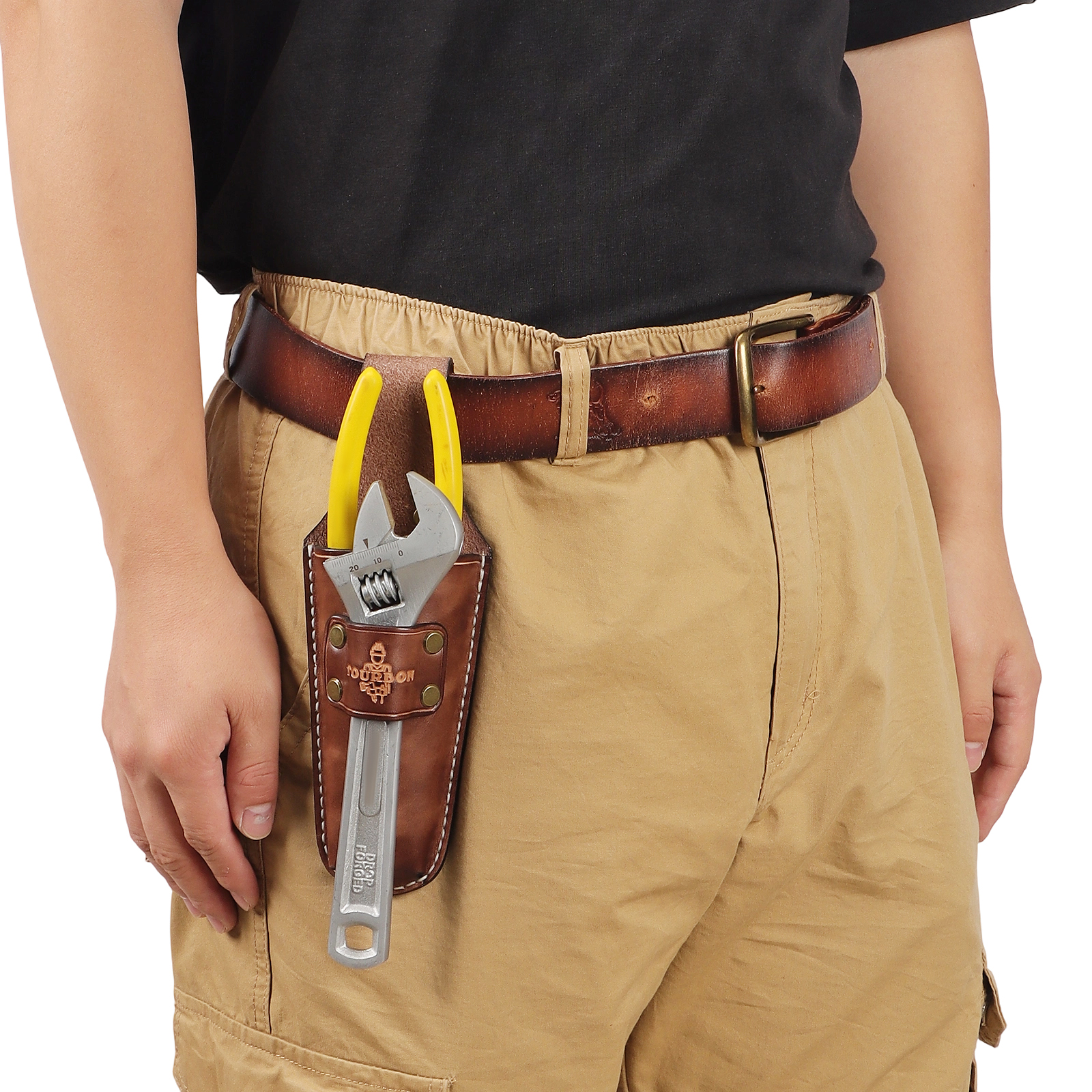 TOURBON Genuine Leather Wrench Holster Pliers