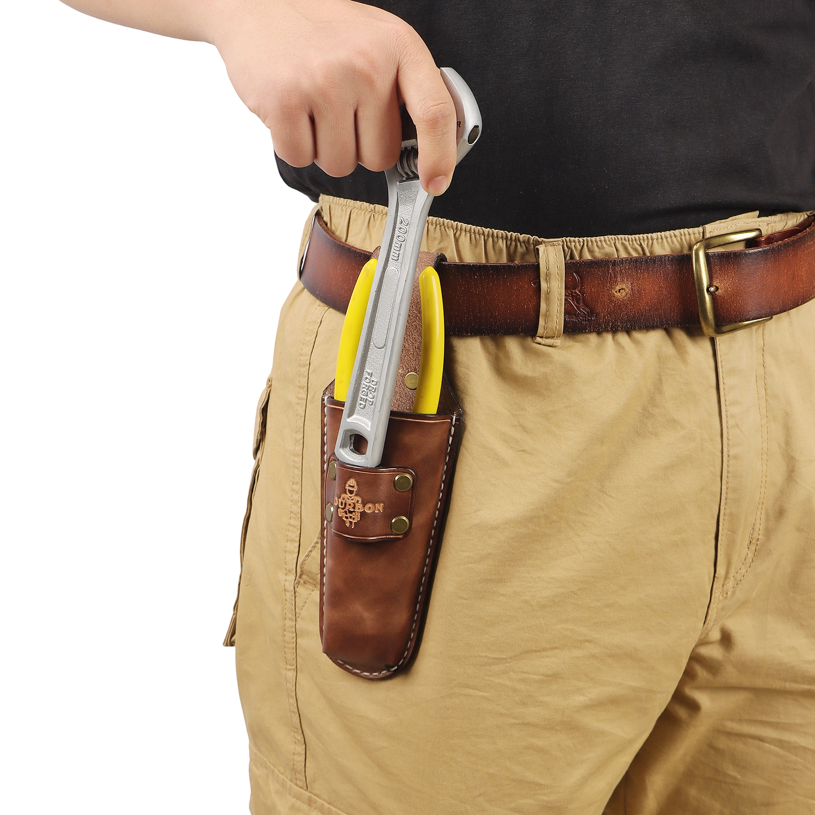 TOURBON Genuine Leather Wrench Holster Pliers