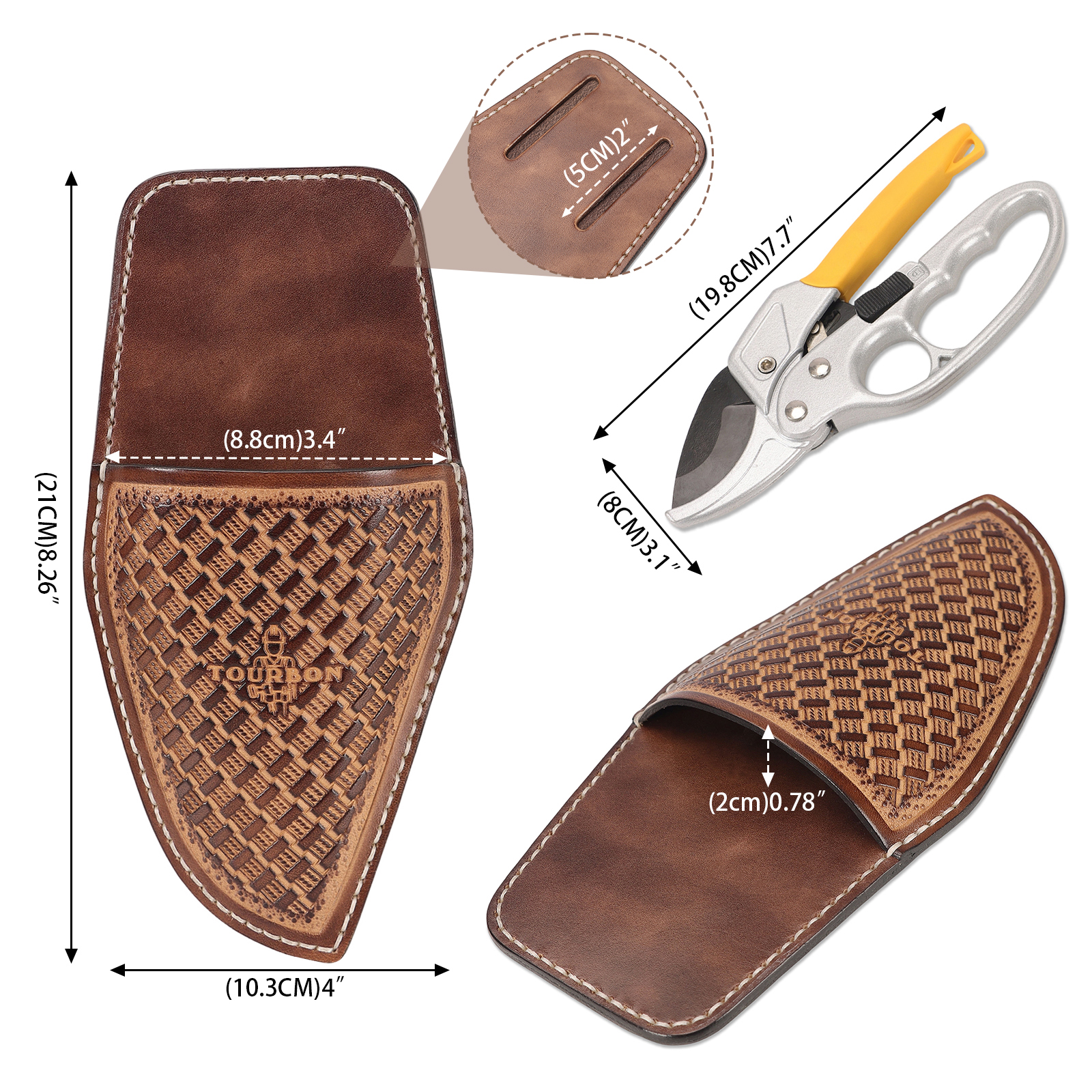 Tourbon Leather Ratchet Pruning Shears Sheath Pruner Pouch