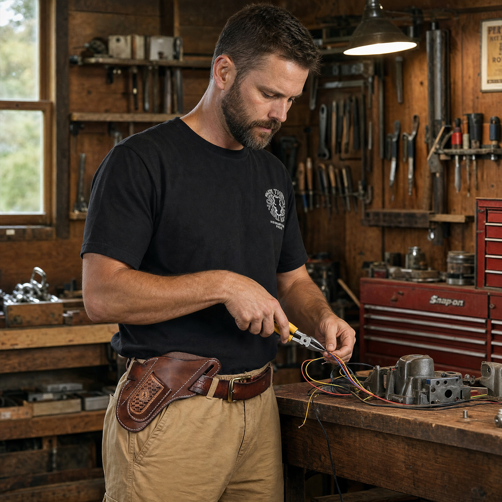 Tourbon Genuine Leather Pliers and Knife Sheath, Multitool Holster Carrier