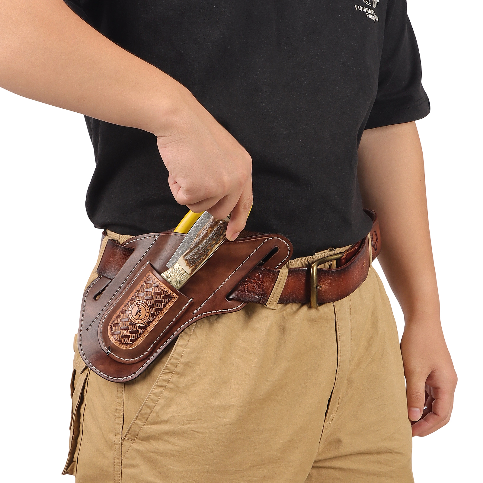 Tourbon Genuine Leather Pliers and Knife Sheath, Multitool Holster Carrier