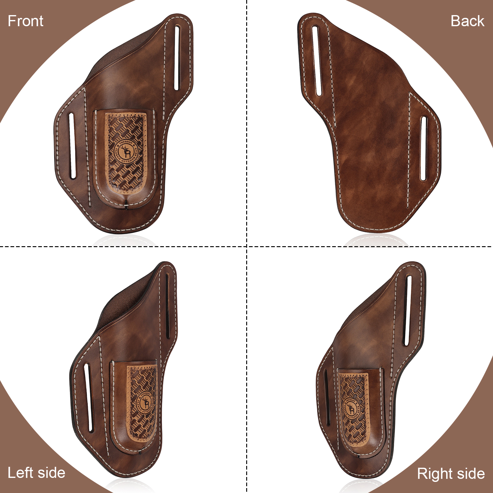 Tourbon Genuine Leather Pliers and Knife Sheath, Multitool Holster Carrier