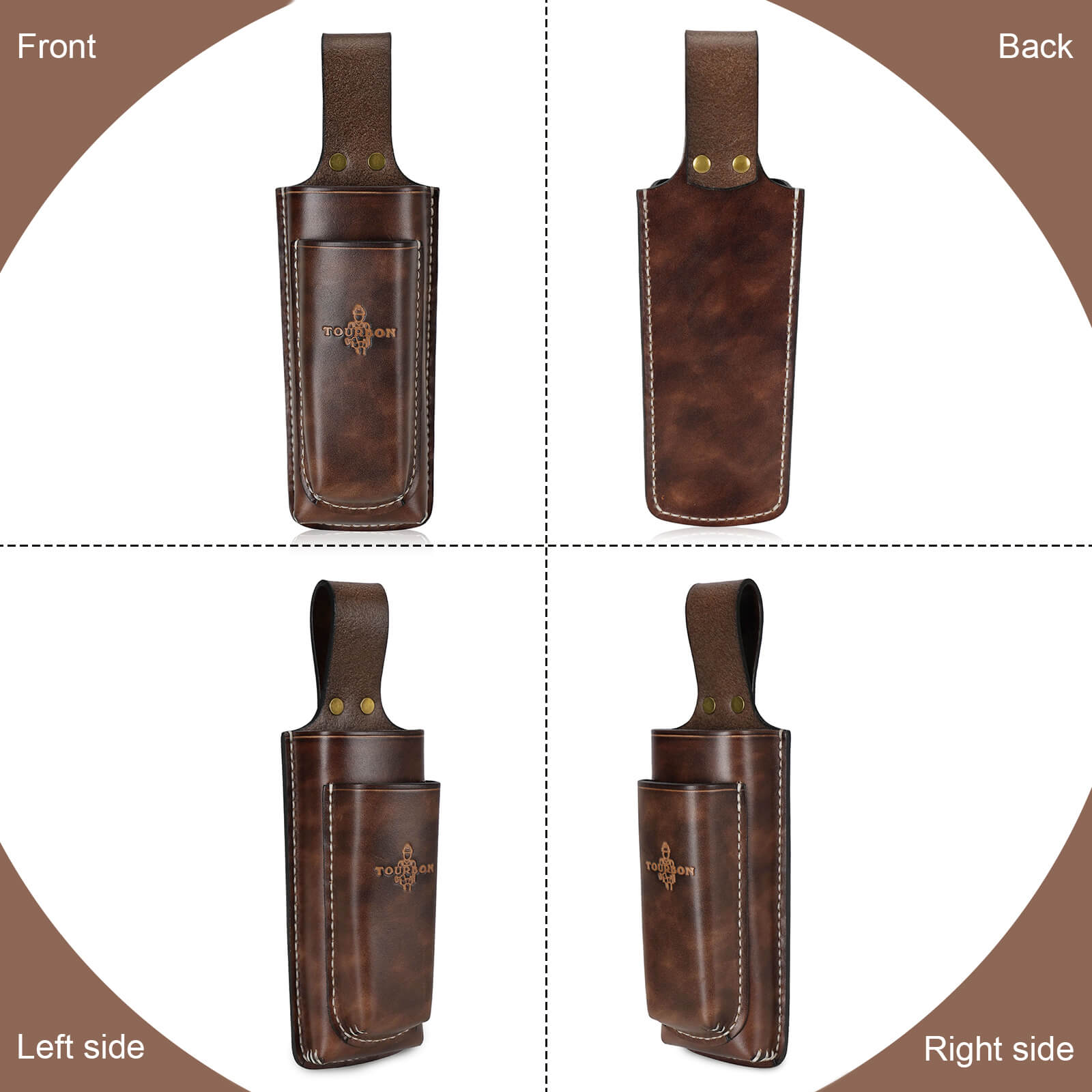 Tourbon 2-in-1 Leather Dual Tool Holster, Belt Pouch for Pruning Shears & Folding Saw