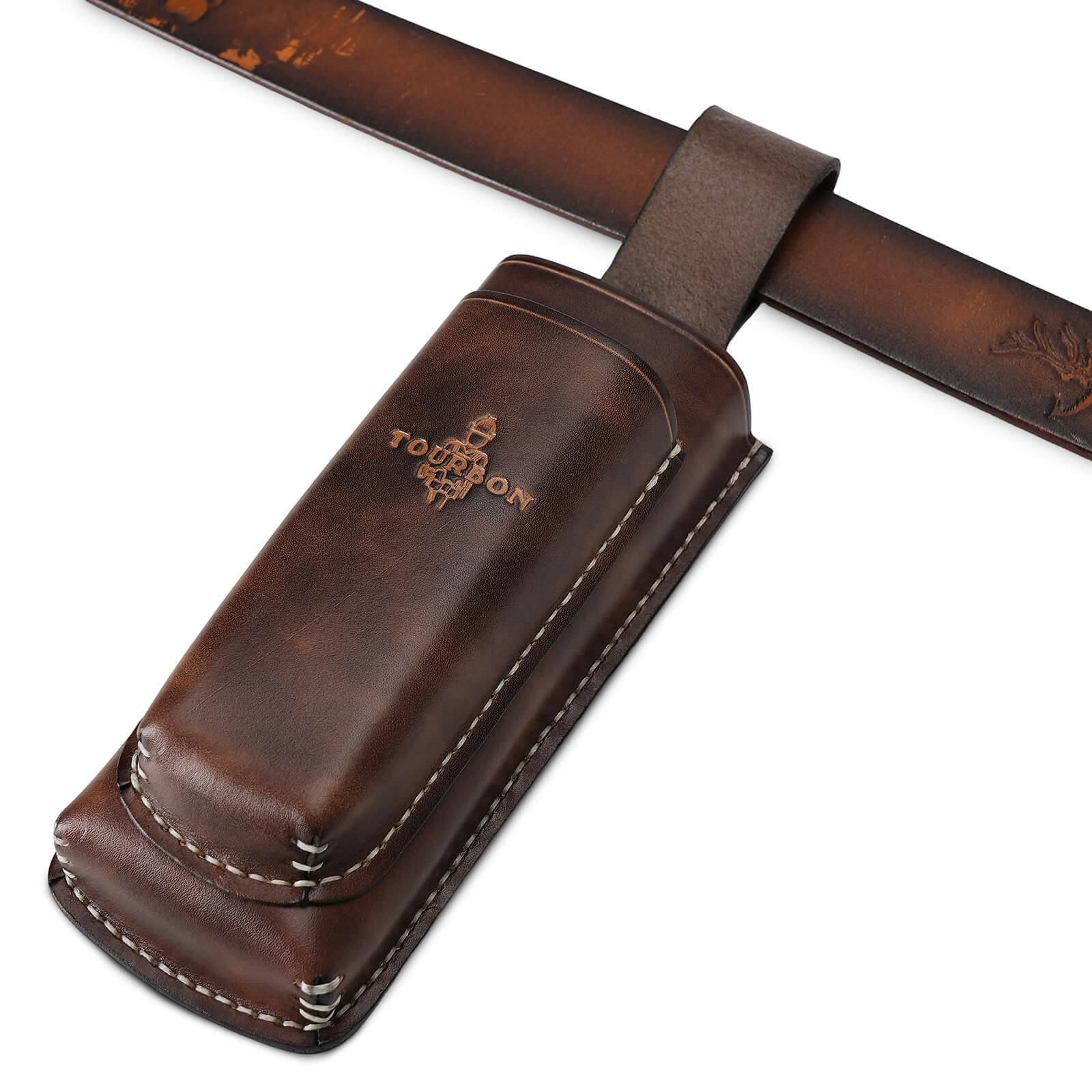 Tourbon 2-in-1 Leather Dual Tool Holster, Belt Pouch for Pruning Shears & Folding Saw