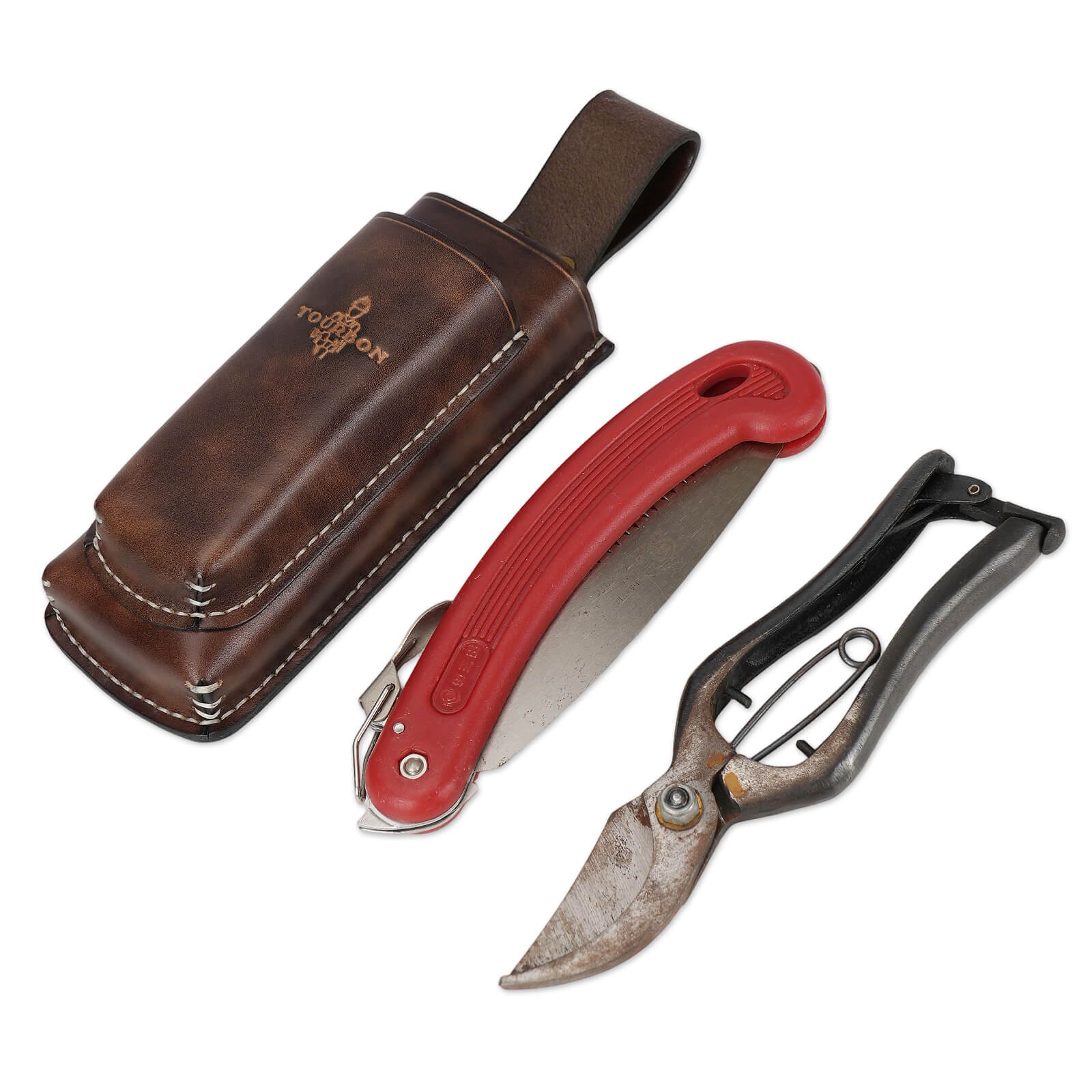 Tourbon 2-in-1 Leather Dual Tool Holster for Shears & Saws