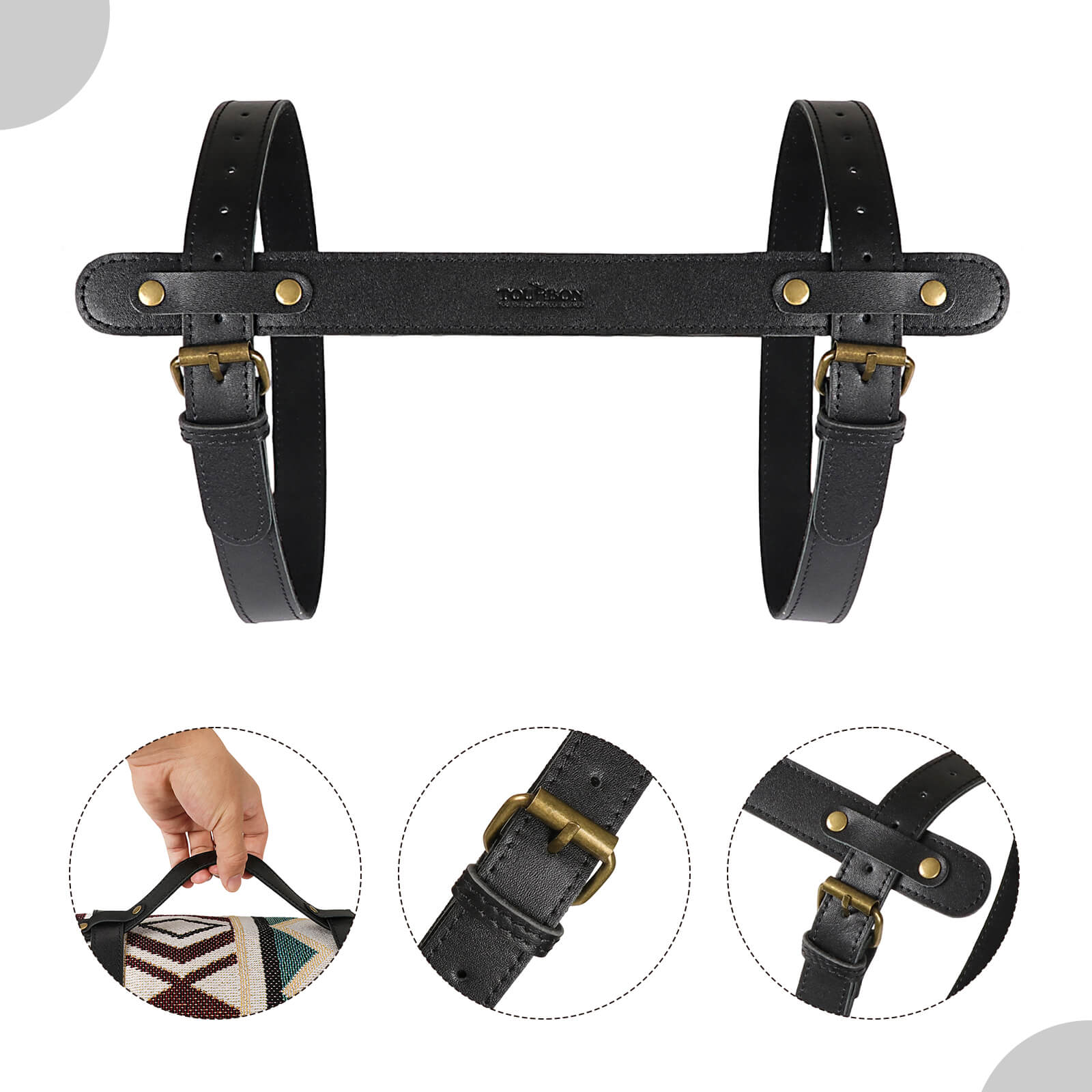 Tourbon Genuine Leather Carrier Blanket Carry Strap Holder