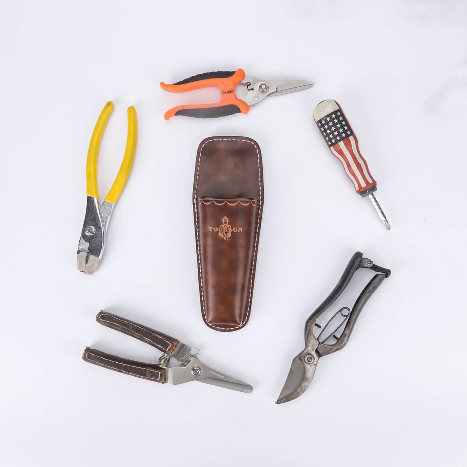 Tourbon Leather Gardening Pruner Sheath with Belt Clip 