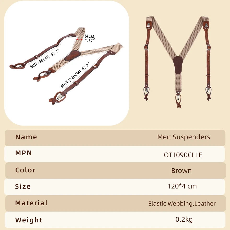 Leather Mens Suspenders X Back Design