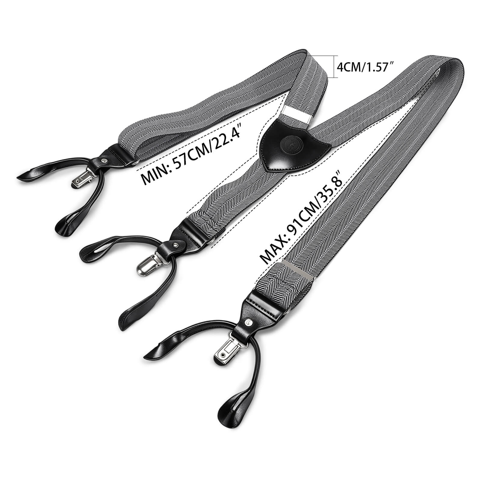 TOURBON Leather Convertible Suspenders with Interchangeable Clips