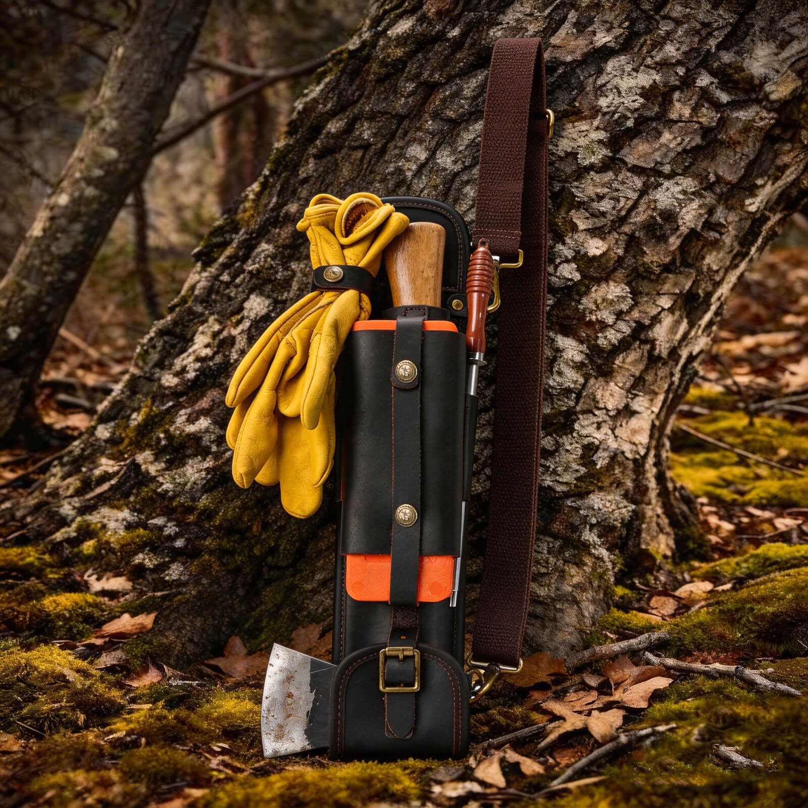 Tourbon Leather Axe Shoulder Bag & Saw Sling